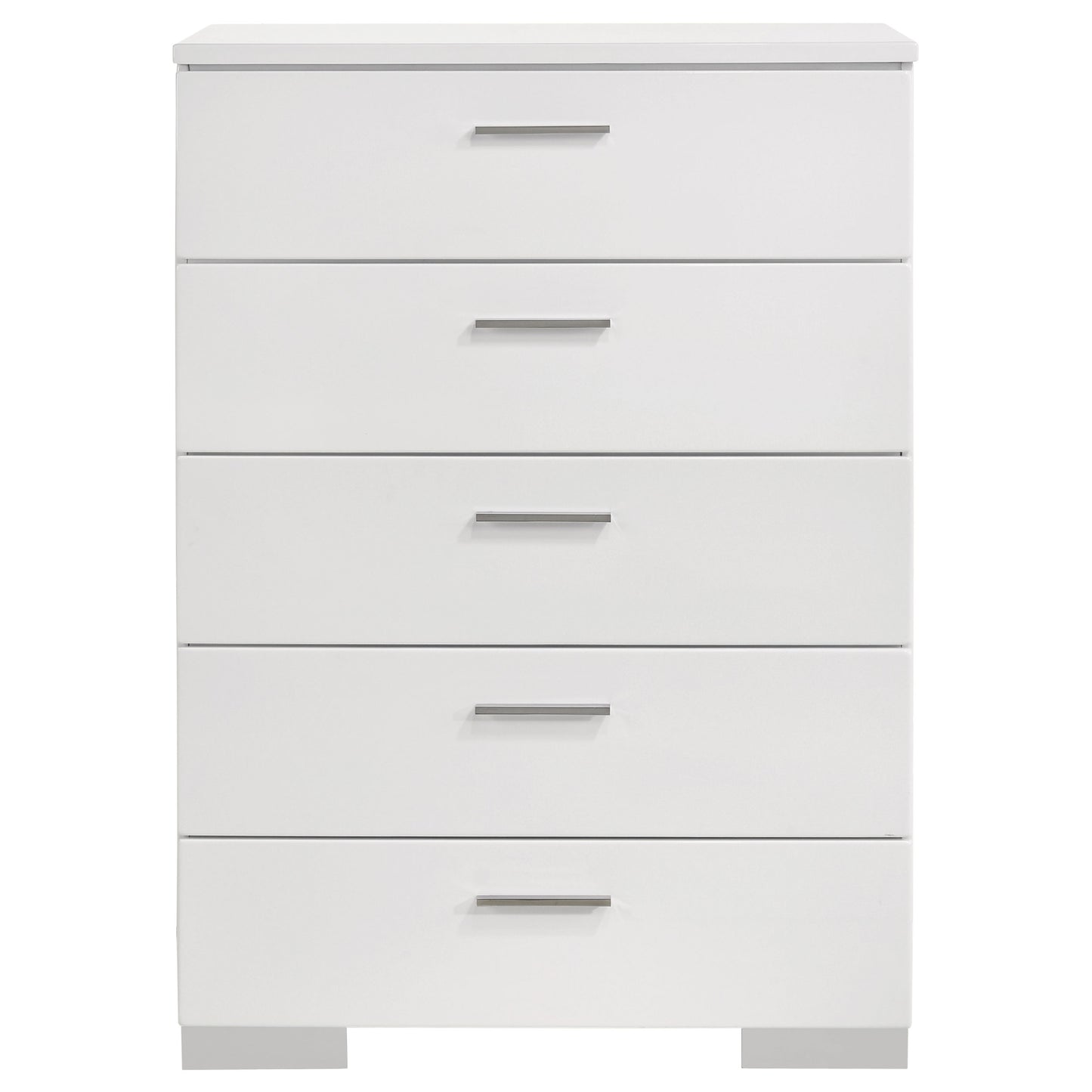 Felicity 5-drawer Bedroom Chest White High Gloss - Discount Furniture Connection