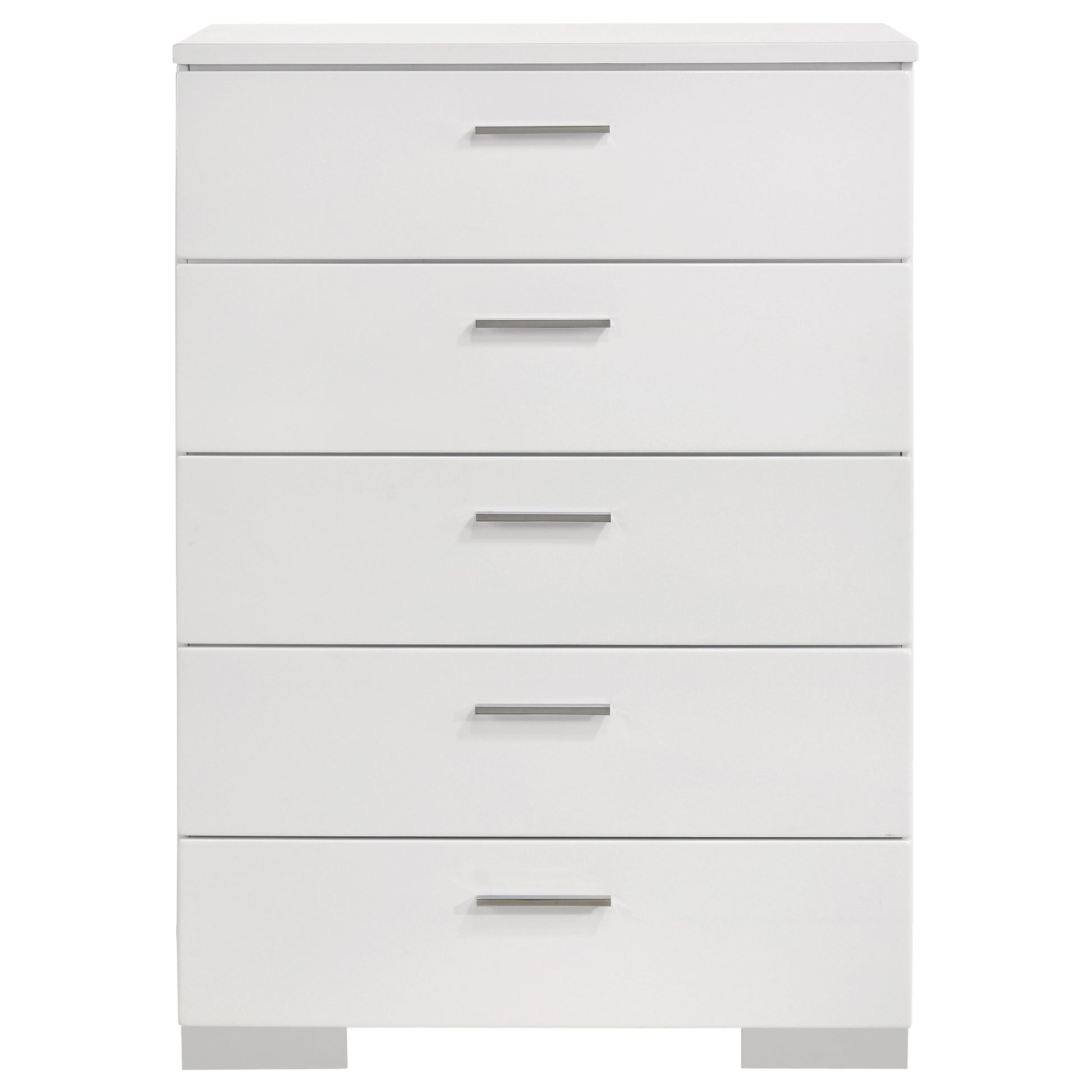 Felicity 5-drawer Bedroom Chest White High Gloss - Discount Furniture Connection