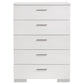 Felicity 5-drawer Bedroom Chest White High Gloss - Discount Furniture Connection