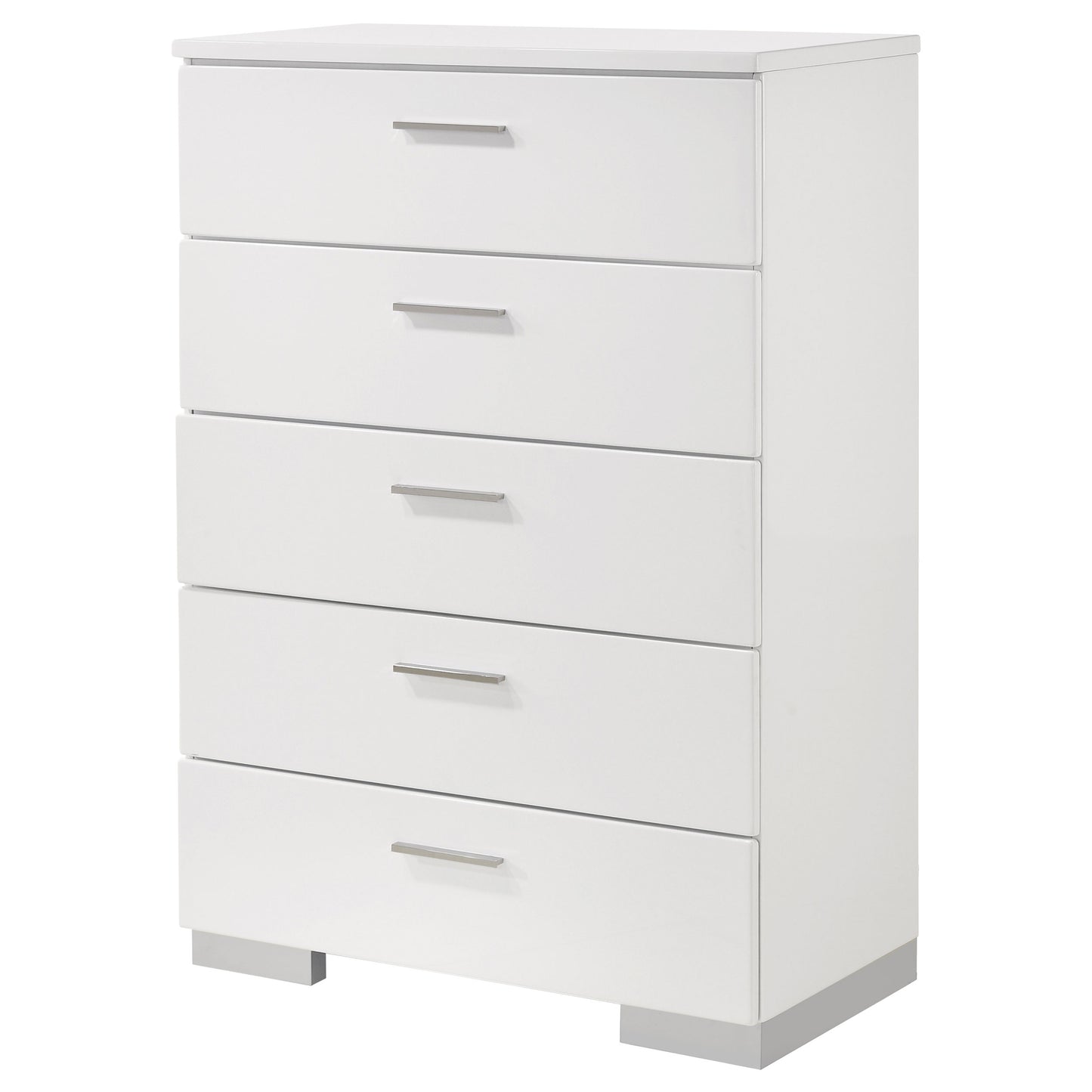 Felicity 5-drawer Bedroom Chest White High Gloss - Discount Furniture Connection
