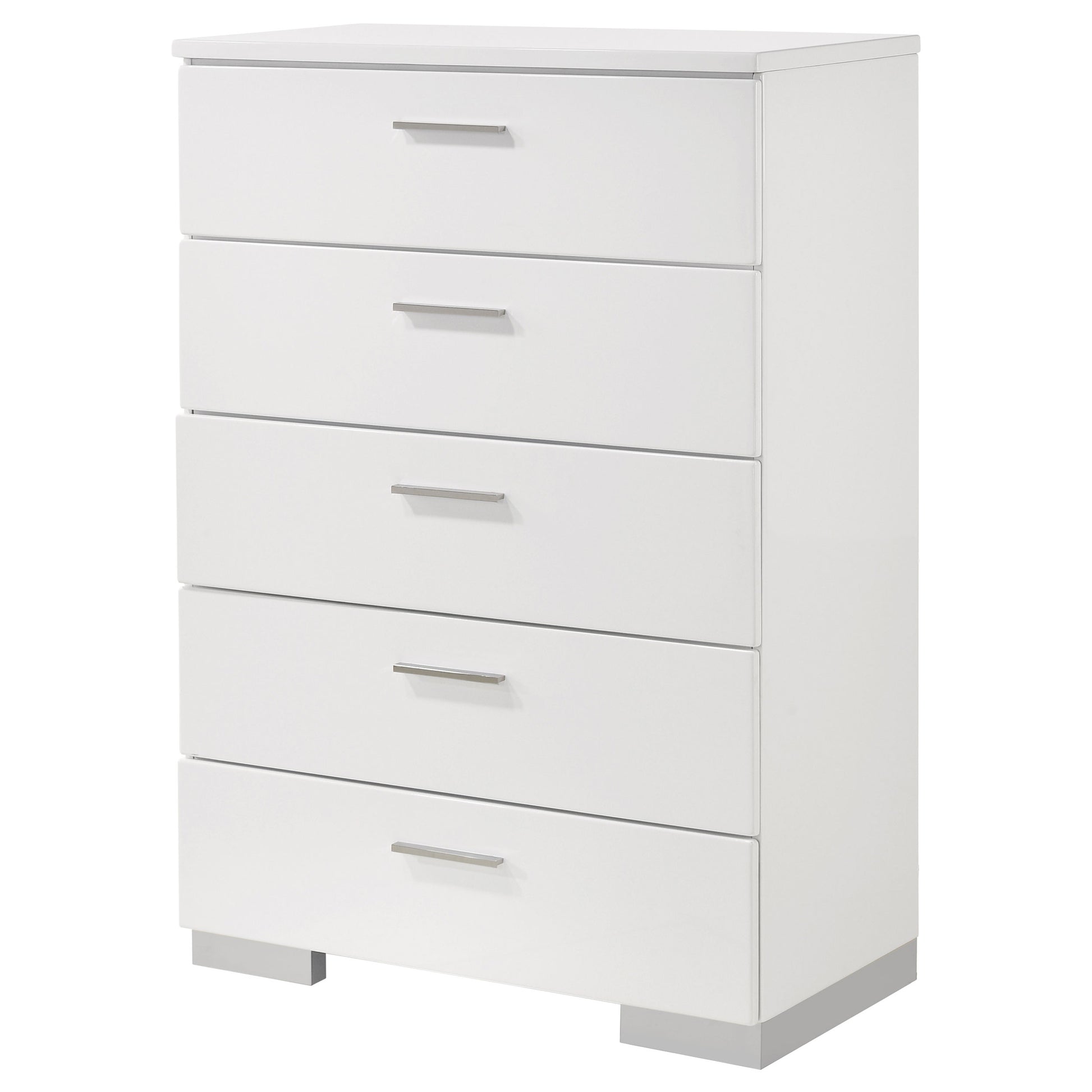 Felicity 5-drawer Bedroom Chest White High Gloss - Discount Furniture Connection