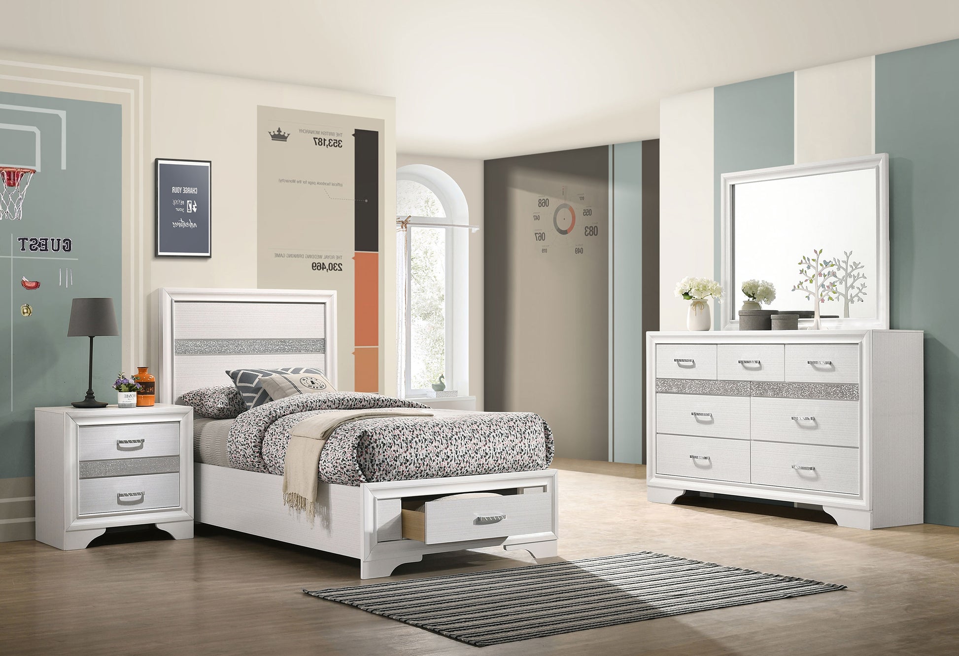 Miranda 4-piece Twin Bedroom Set White - Discount Furniture Connection