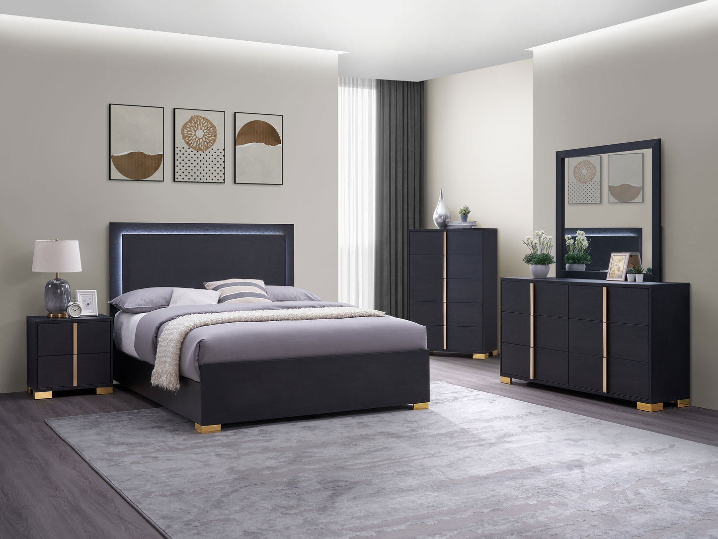 Marceline 5-piece Full Bedroom Set Black - Discount Furniture Connection