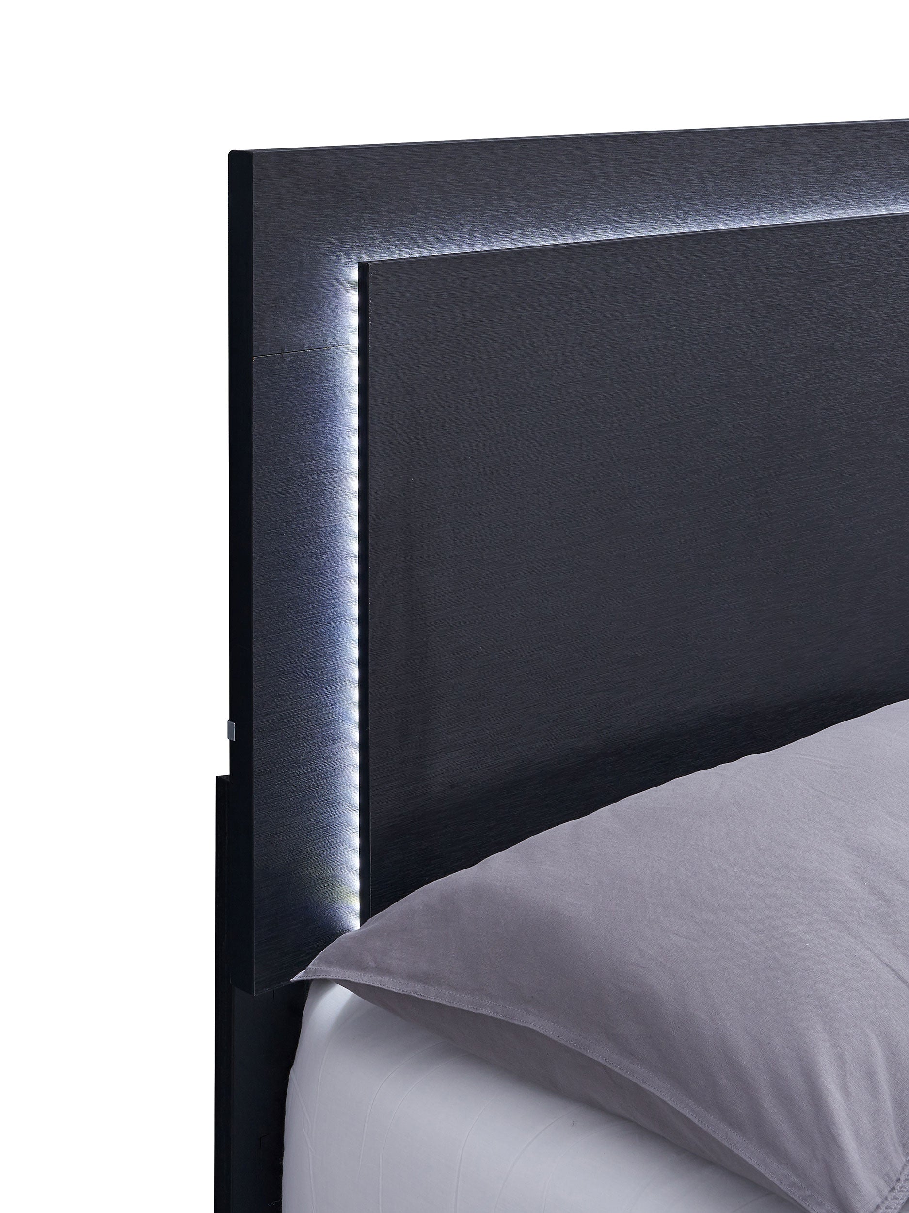 Marceline Wood Twin LED Panel Bed Black - Discount Furniture Connection