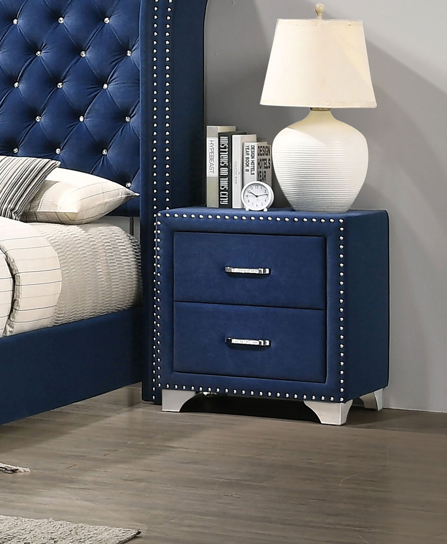 Melody Upholstered 2-drawer Nightstand Pacific Blue - Discount Furniture Connection