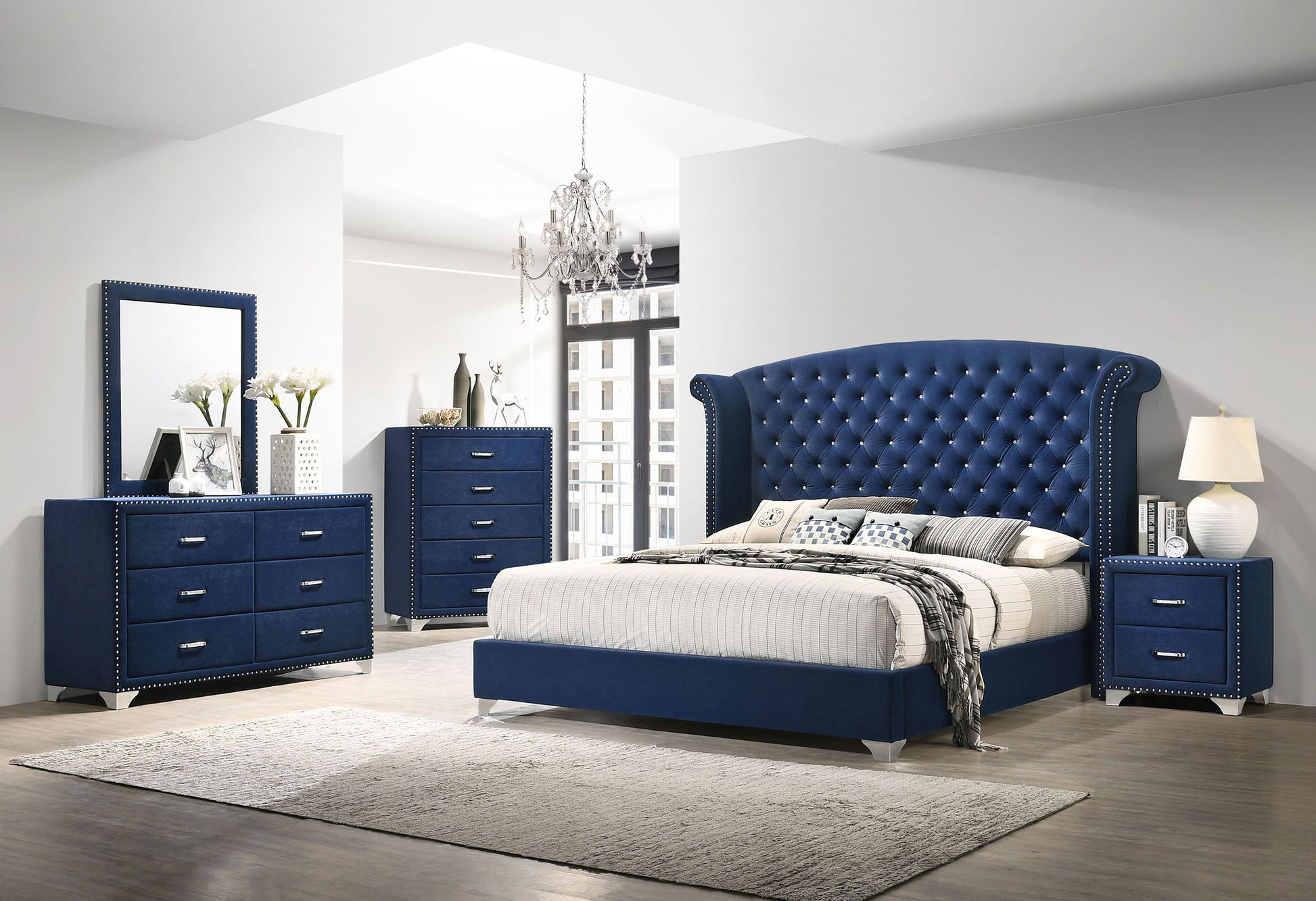 Melody Upholstered 2-drawer Nightstand Pacific Blue - Discount Furniture Connection