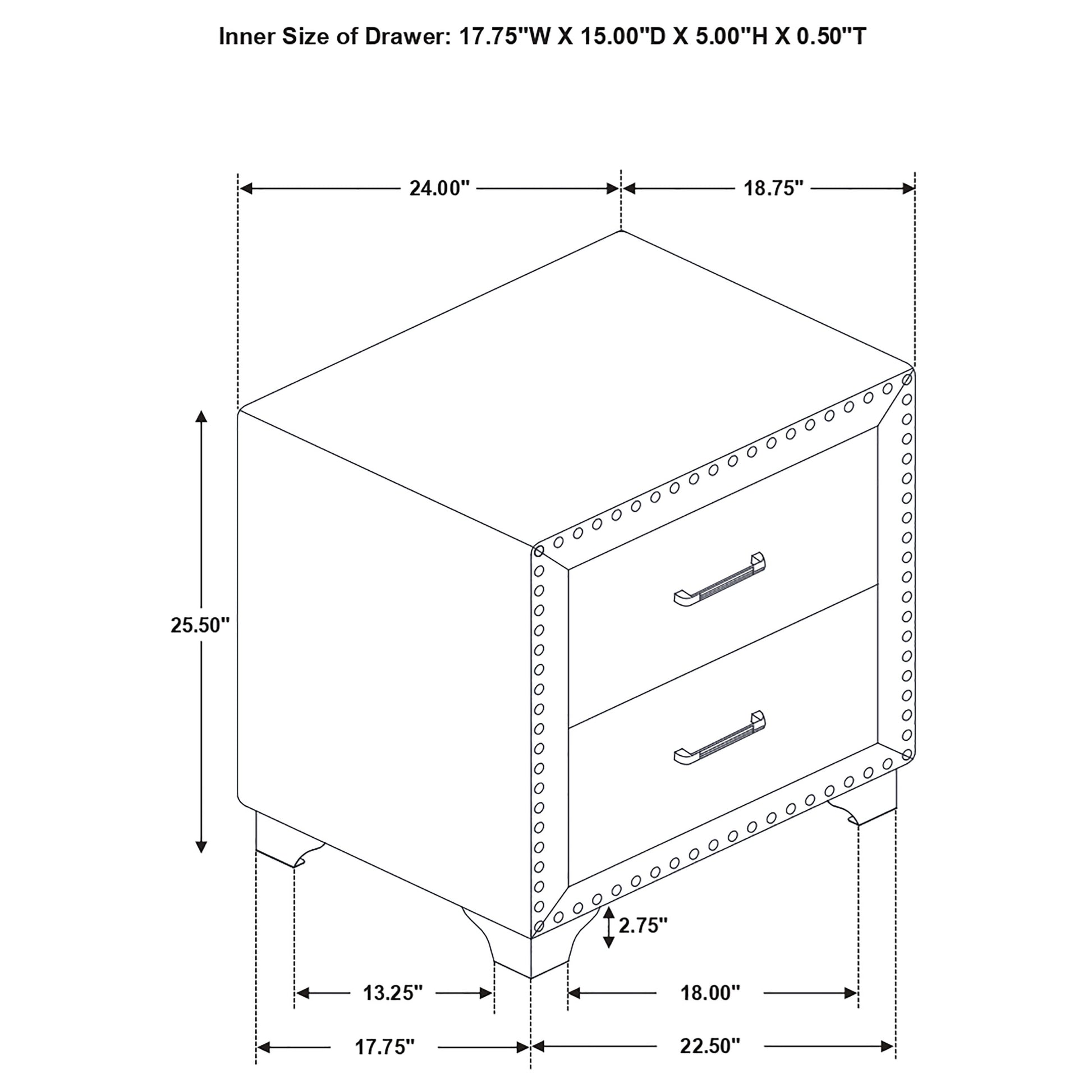 Melody Upholstered 2-drawer Nightstand Grey - Discount Furniture Connection
