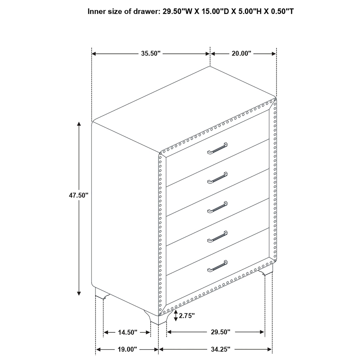 Melody 5-drawer Bedroom Chest Grey - Discount Furniture Connection