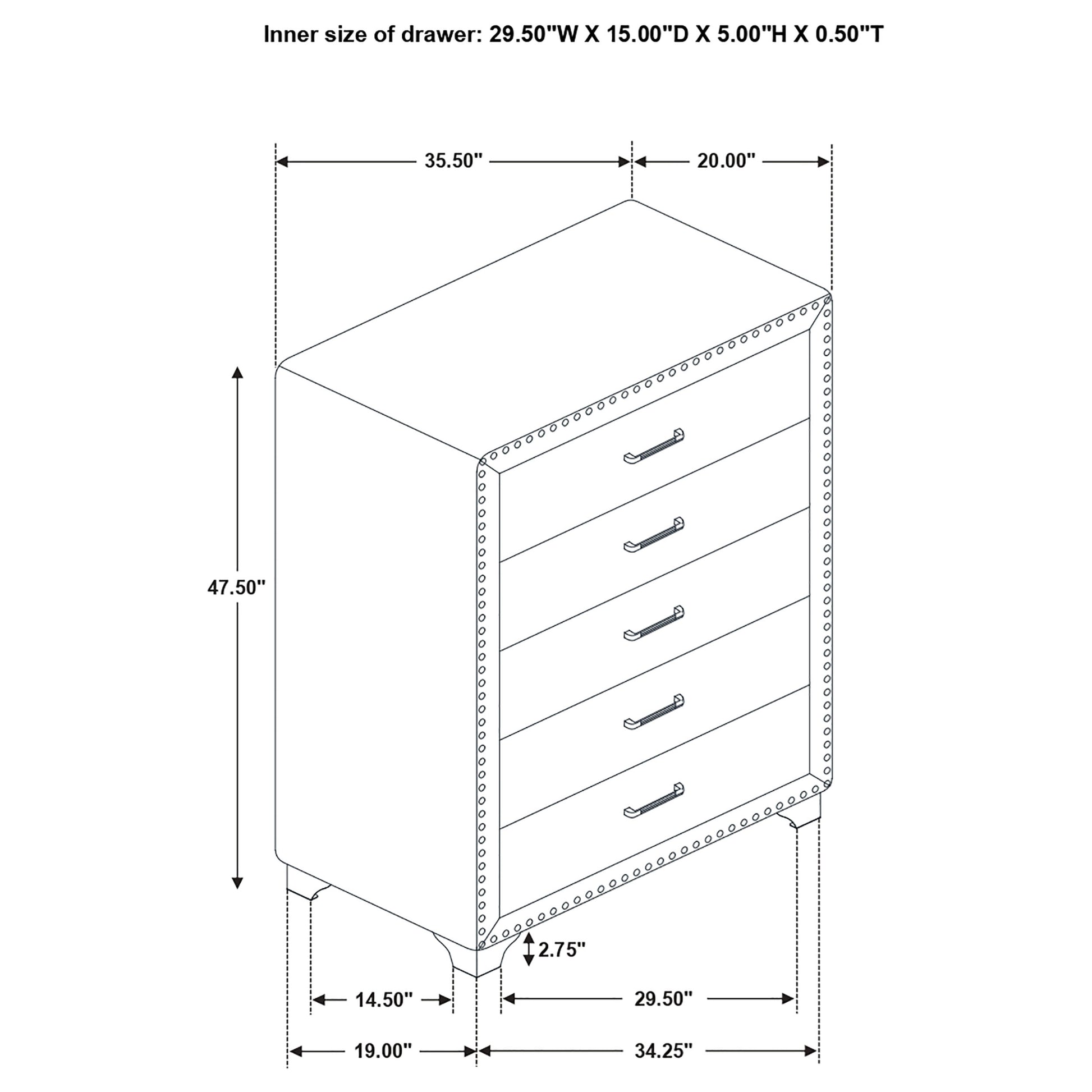 Melody 5-drawer Bedroom Chest Grey - Discount Furniture Connection