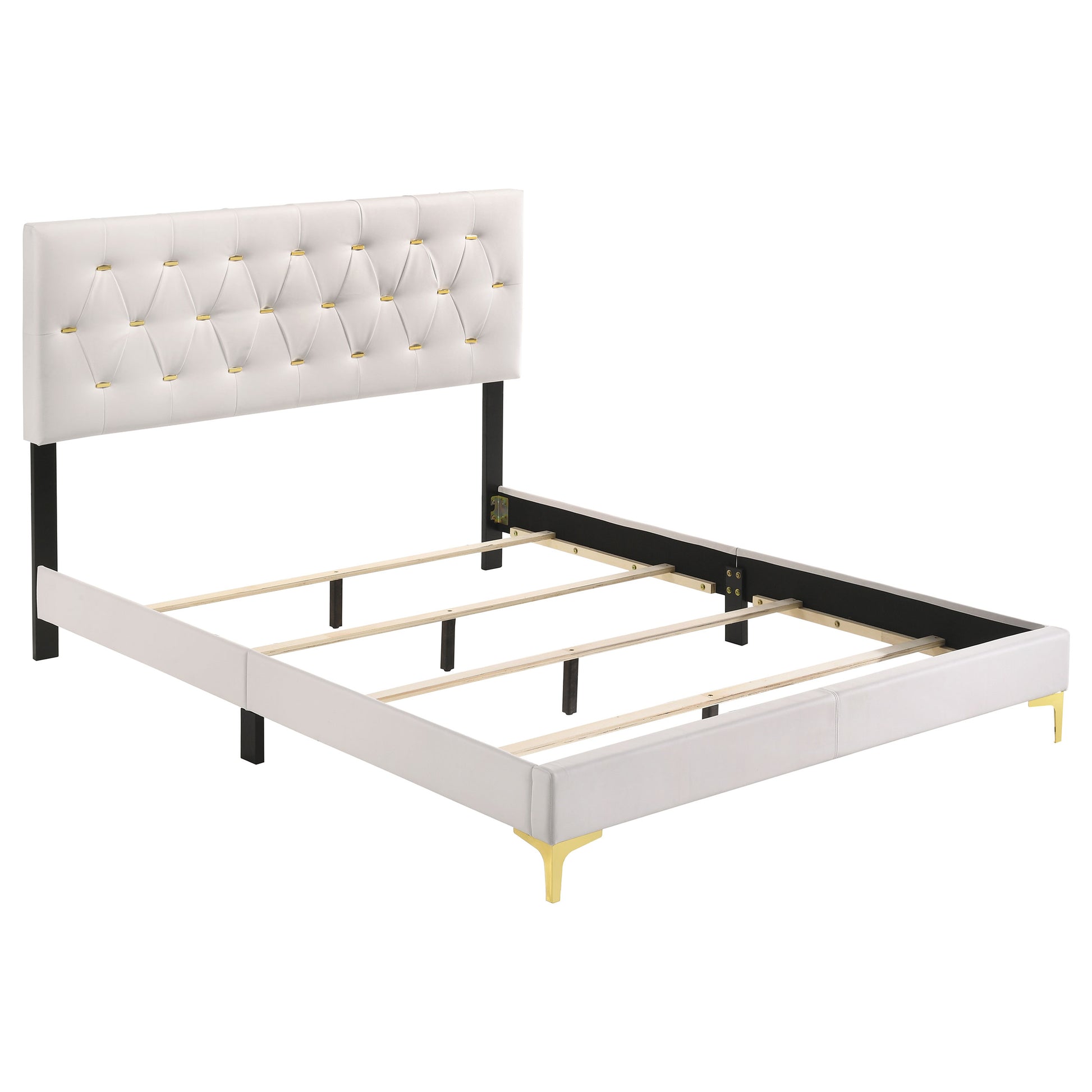 Kendall Upholstered California King Panel Bed White - Discount Furniture Connection