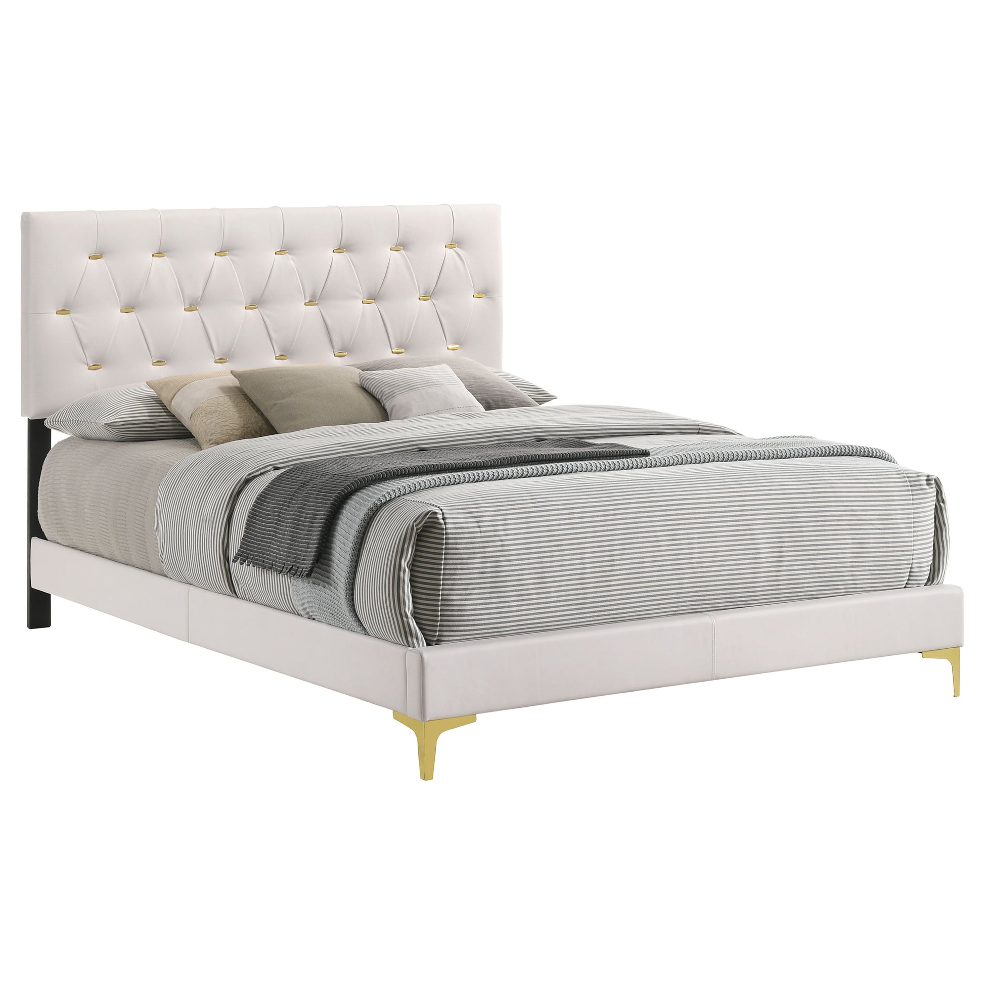 Kendall Upholstered California King Panel Bed White - Discount Furniture Connection