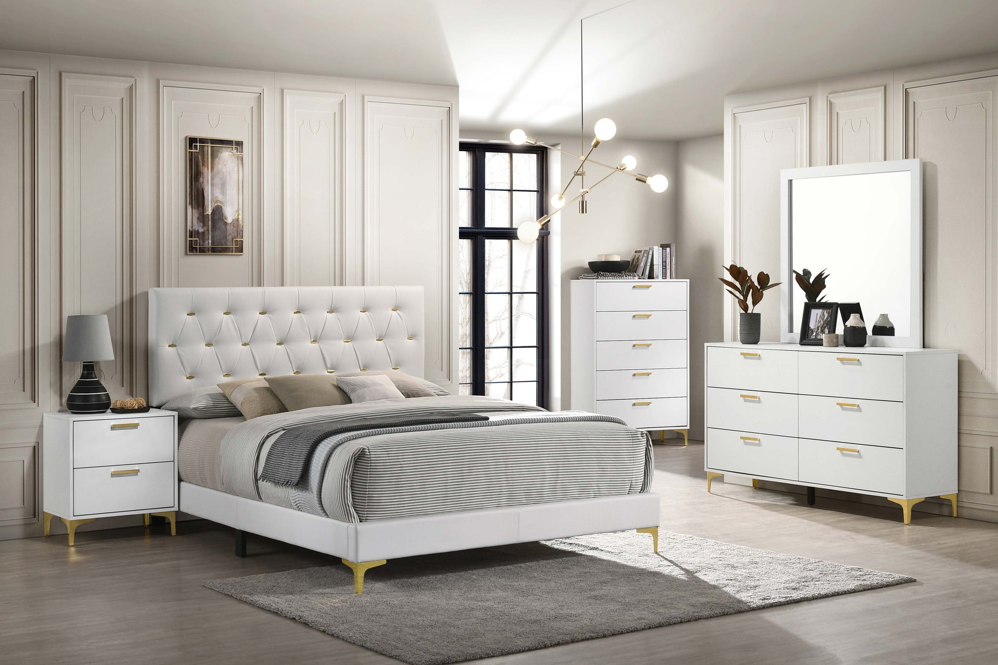 Kendall Upholstered California King Panel Bed White - Discount Furniture Connection