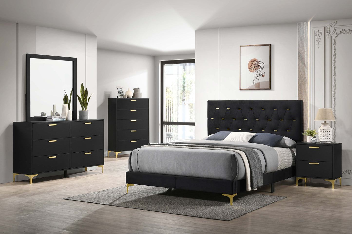 Kendall 5-piece Eastern King Bedroom Set Black - Discount Furniture Connection