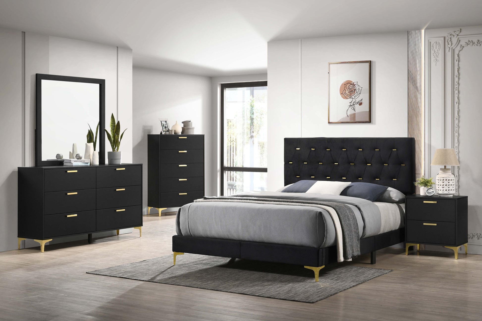 Kendall 5-piece Eastern King Bedroom Set Black - Discount Furniture Connection