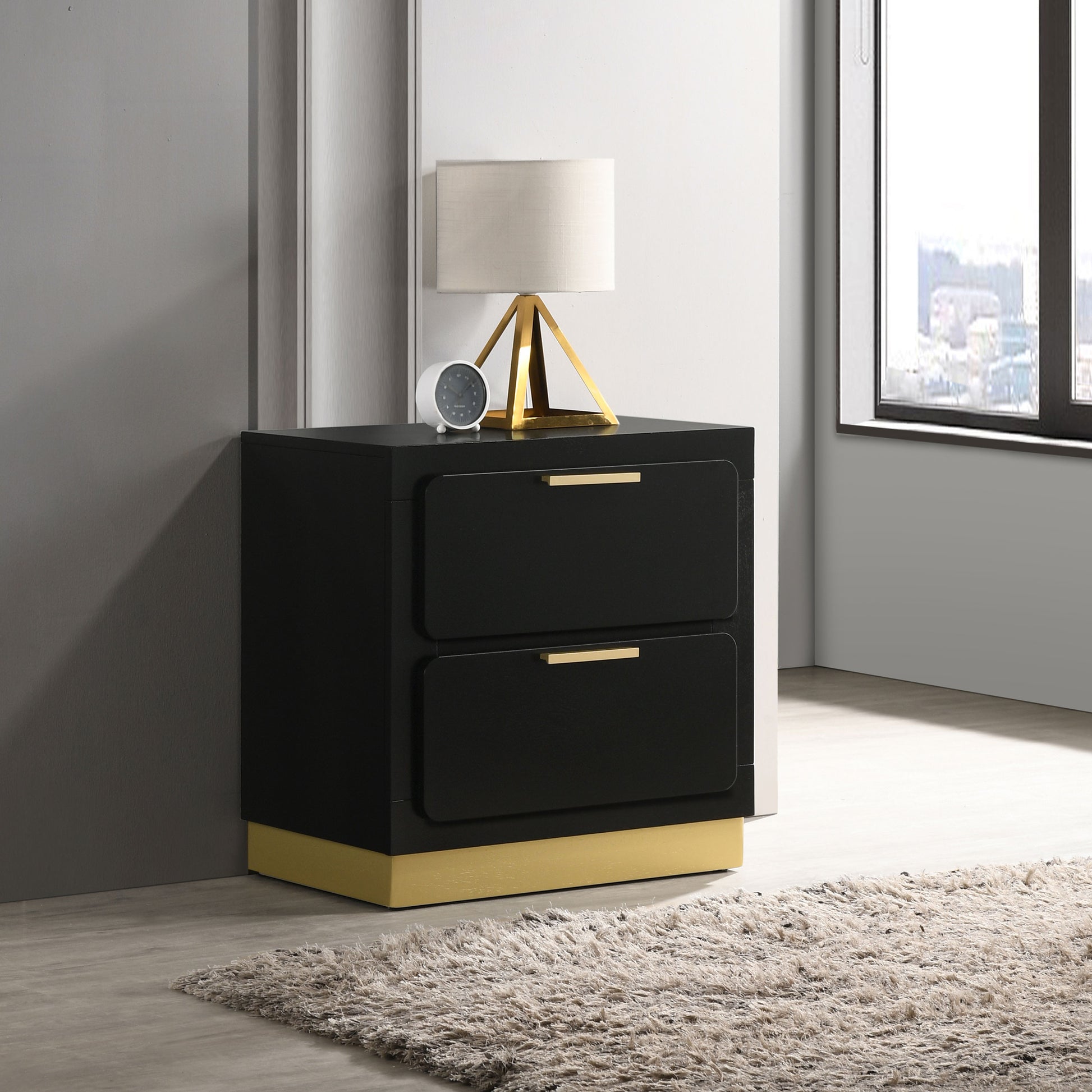 Caraway 2-drawer Nightstand Black - Discount Furniture Connection