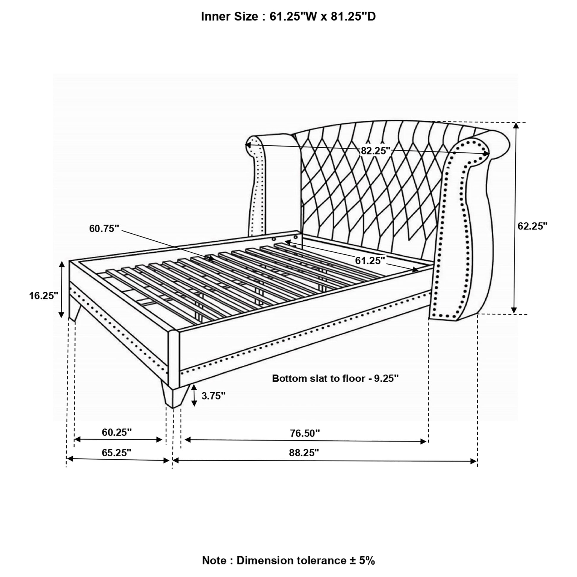 Barzini Upholstered Queen Wingback Bed Black - Discount Furniture Connection