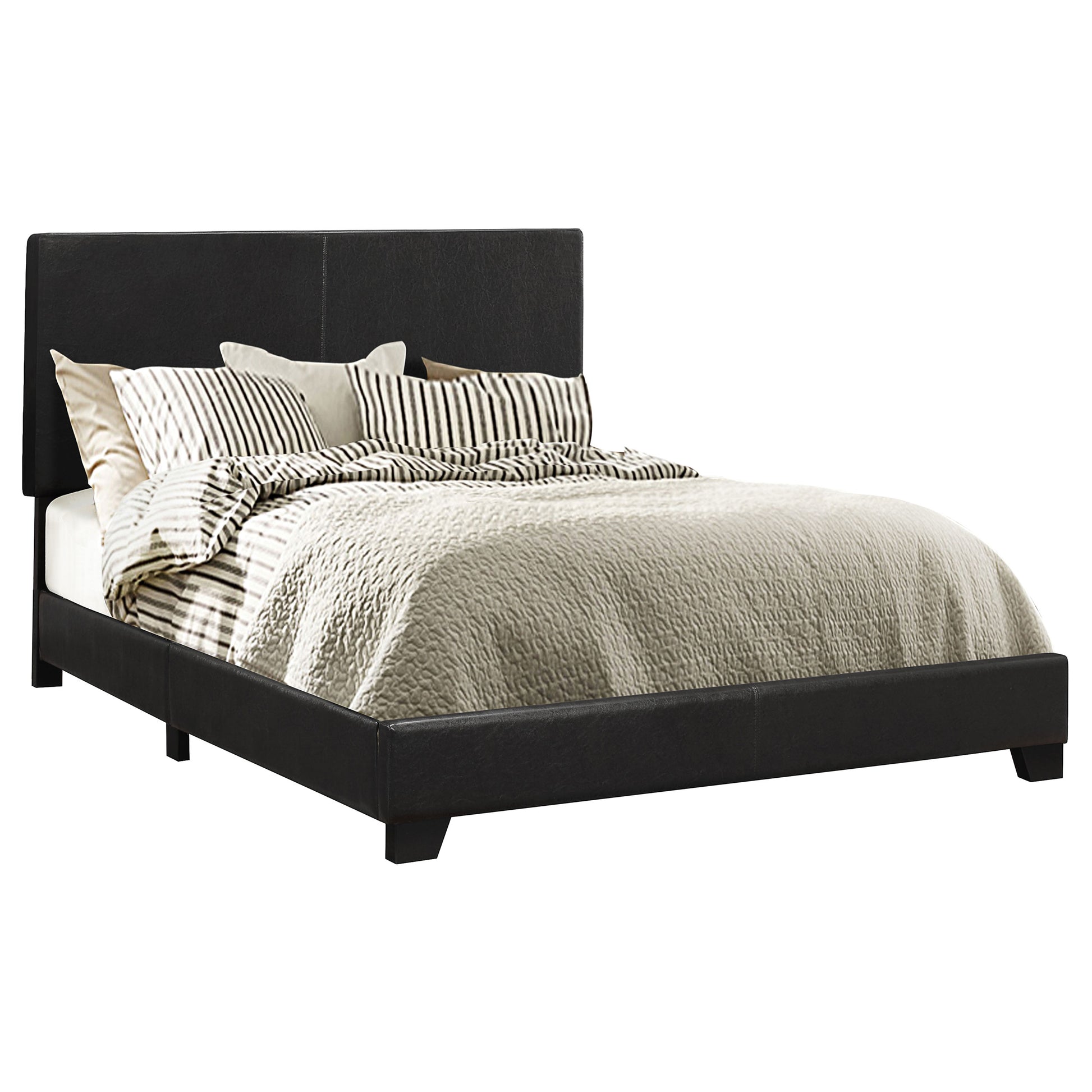 Dorian Faux Leather Upholstered Full Panel Bed Black - Discount Furniture Connection