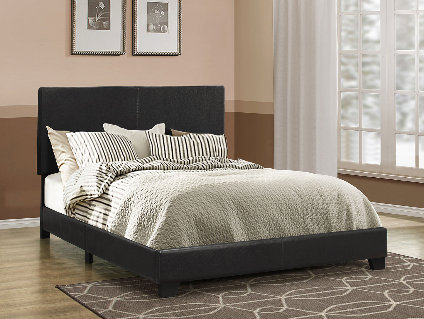 Dorian Faux Leather Upholstered Full Panel Bed Black - Discount Furniture Connection
