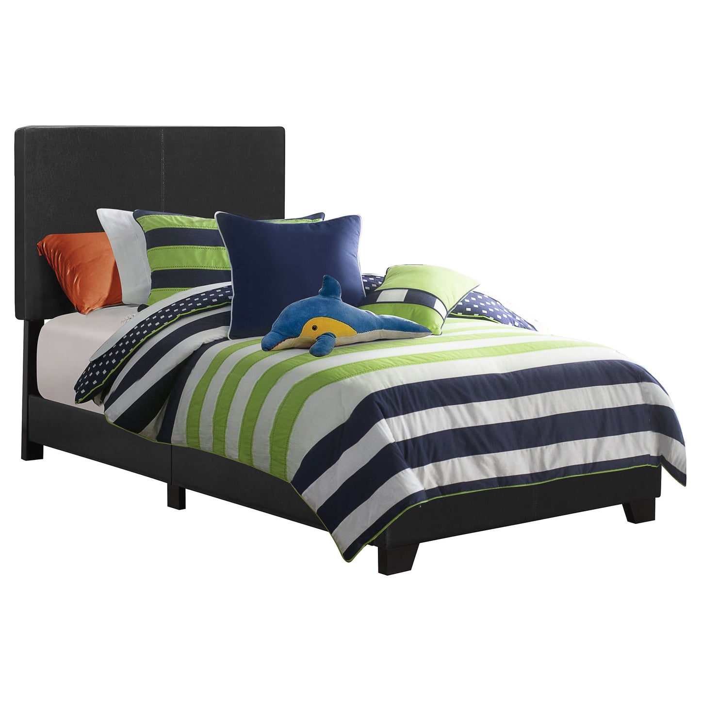 Dorian Faux Leather Upholstered Twin Panel Bed Black - Discount Furniture Connection