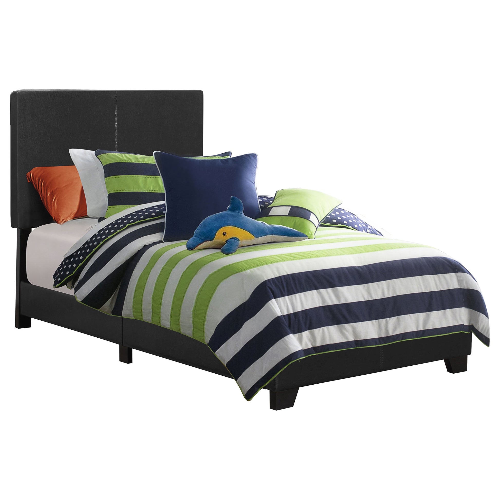 Dorian Faux Leather Upholstered Twin Panel Bed Black - Discount Furniture Connection