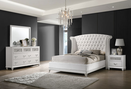 Barzini 4-piece Eastern King Bedroom Set White - Discount Furniture Connection
