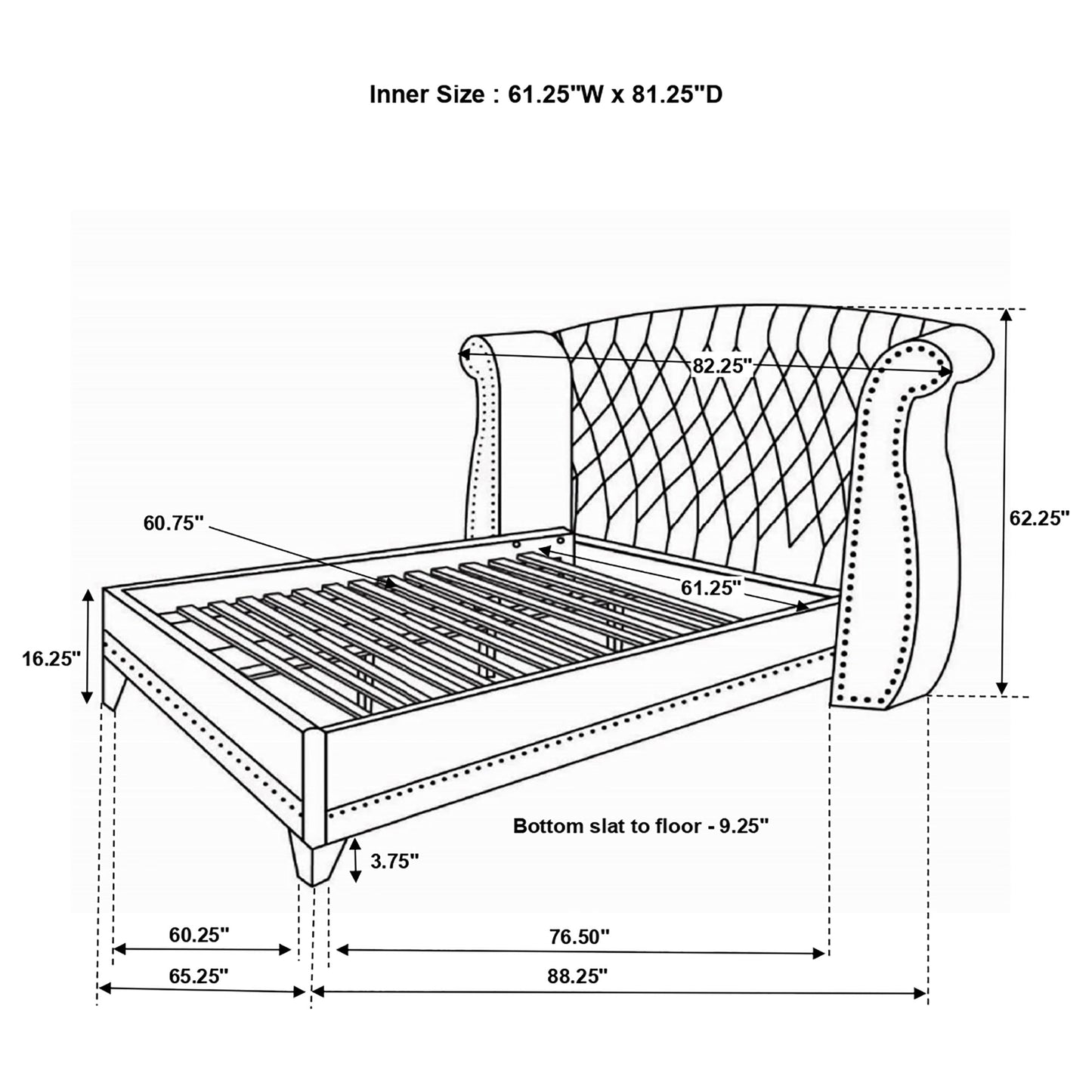 Barzini Upholstered Queen Wingback Bed White - Discount Furniture Connection