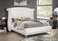 Barzini Upholstered Queen Wingback Bed White - Discount Furniture Connection