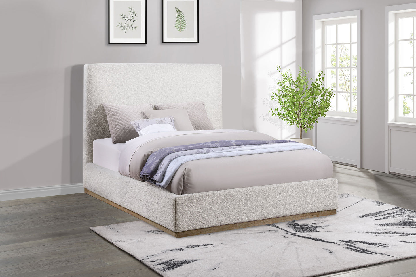 Knox Upholstered Eastern King Panel Bed Cream