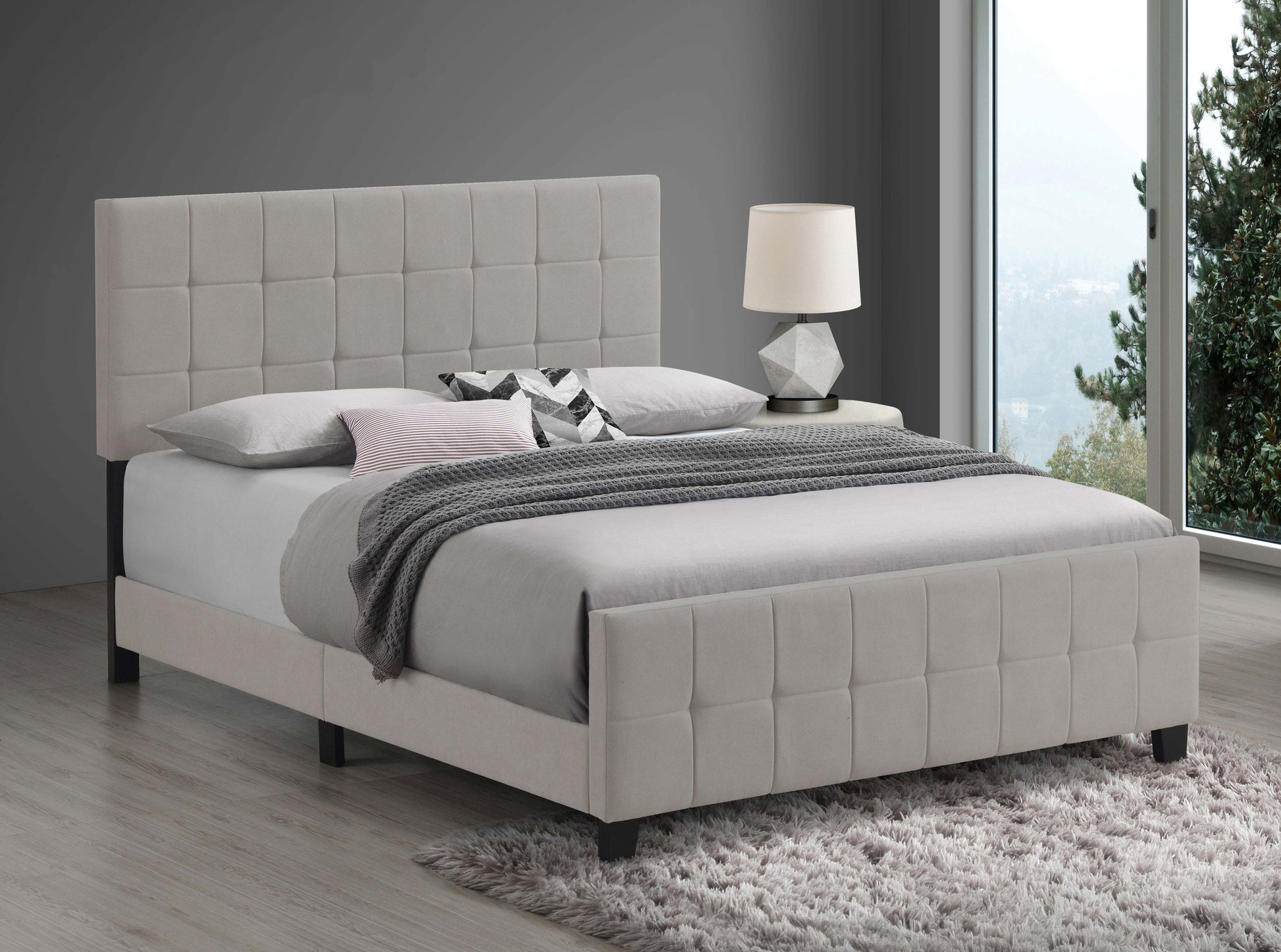 Fairfield Upholstered Eastern King Panel Bed Beige - Discount Furniture Connection