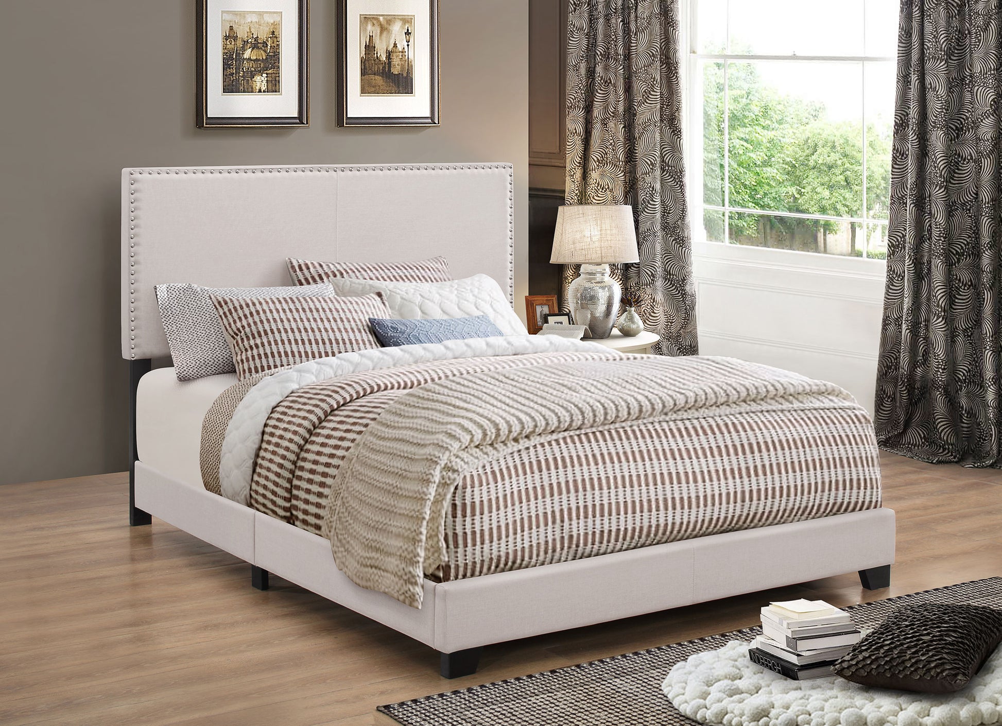 Boyd Upholstered Queen Panel Bed Ivory - Discount Furniture Connection