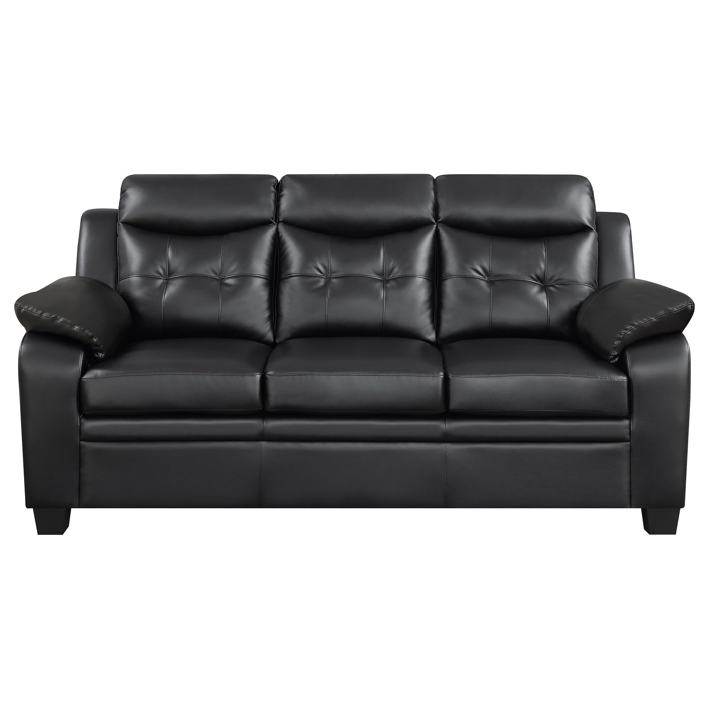 Finley 3-piece Upholstered Padded Arm Tufted Sofa Set Black - Discount Furniture Connection