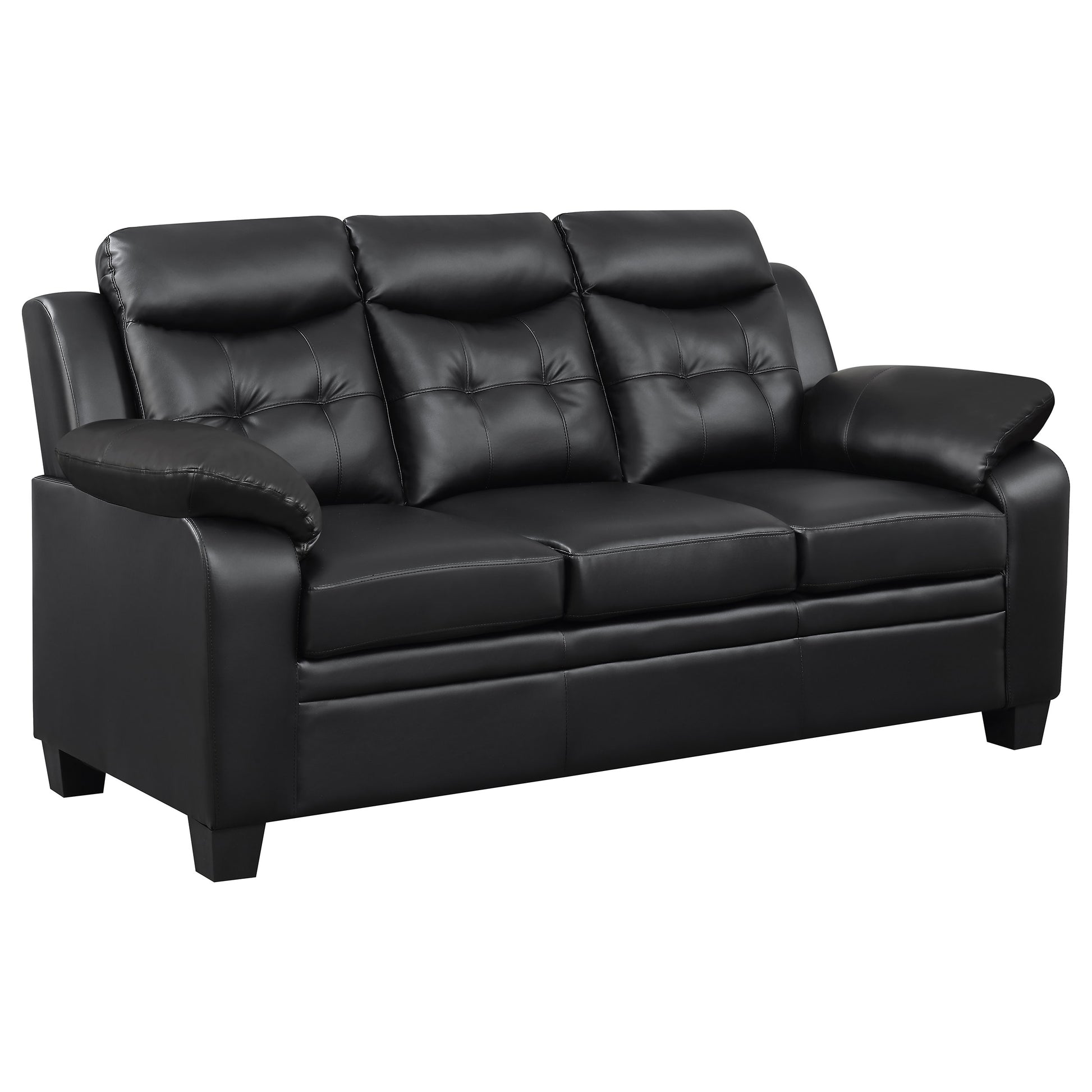 Finley 3-piece Upholstered Padded Arm Tufted Sofa Set Black - Discount Furniture Connection