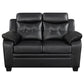 Finley 3-piece Upholstered Padded Arm Tufted Sofa Set Black - Discount Furniture Connection