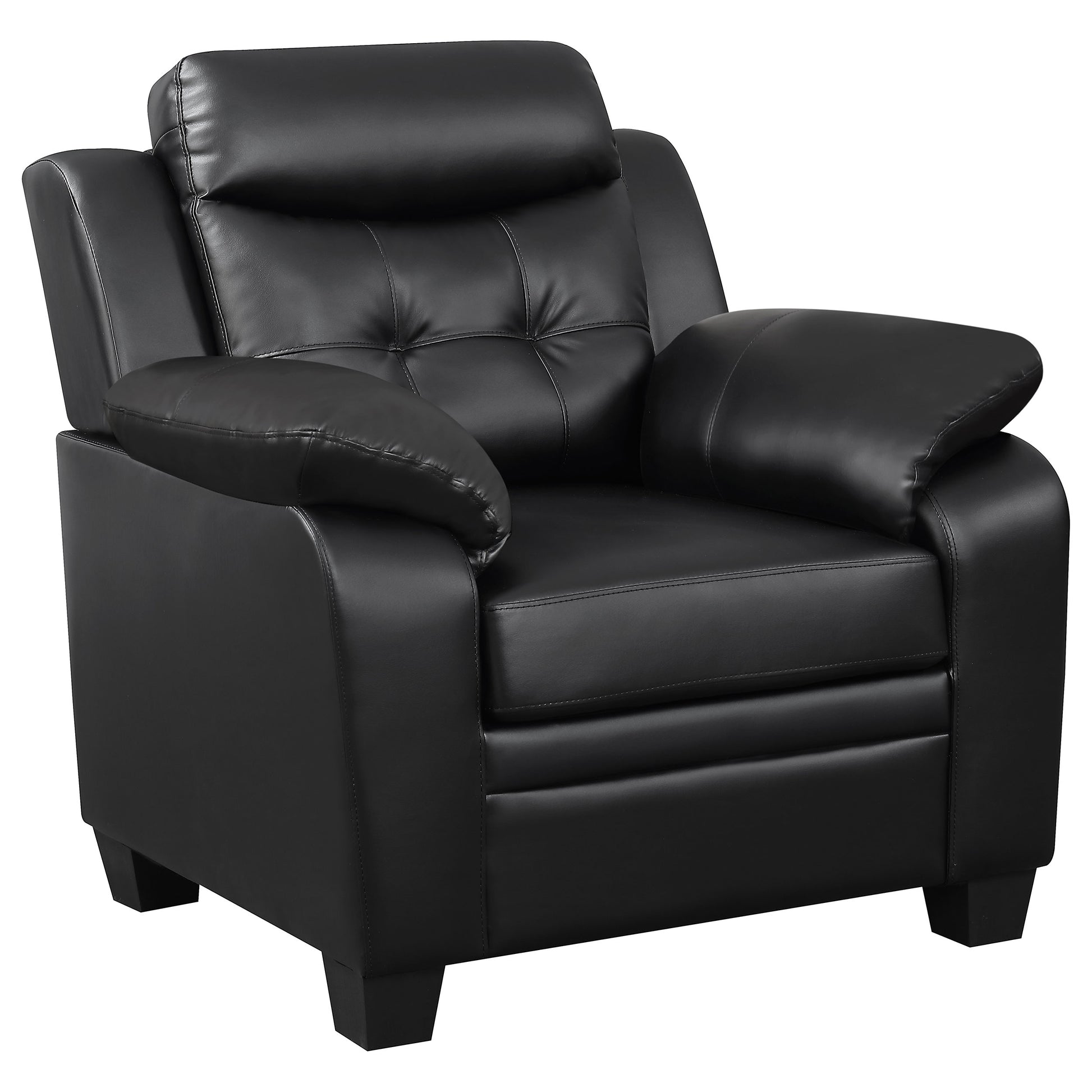 Finley 3-piece Upholstered Padded Arm Tufted Sofa Set Black - Discount Furniture Connection