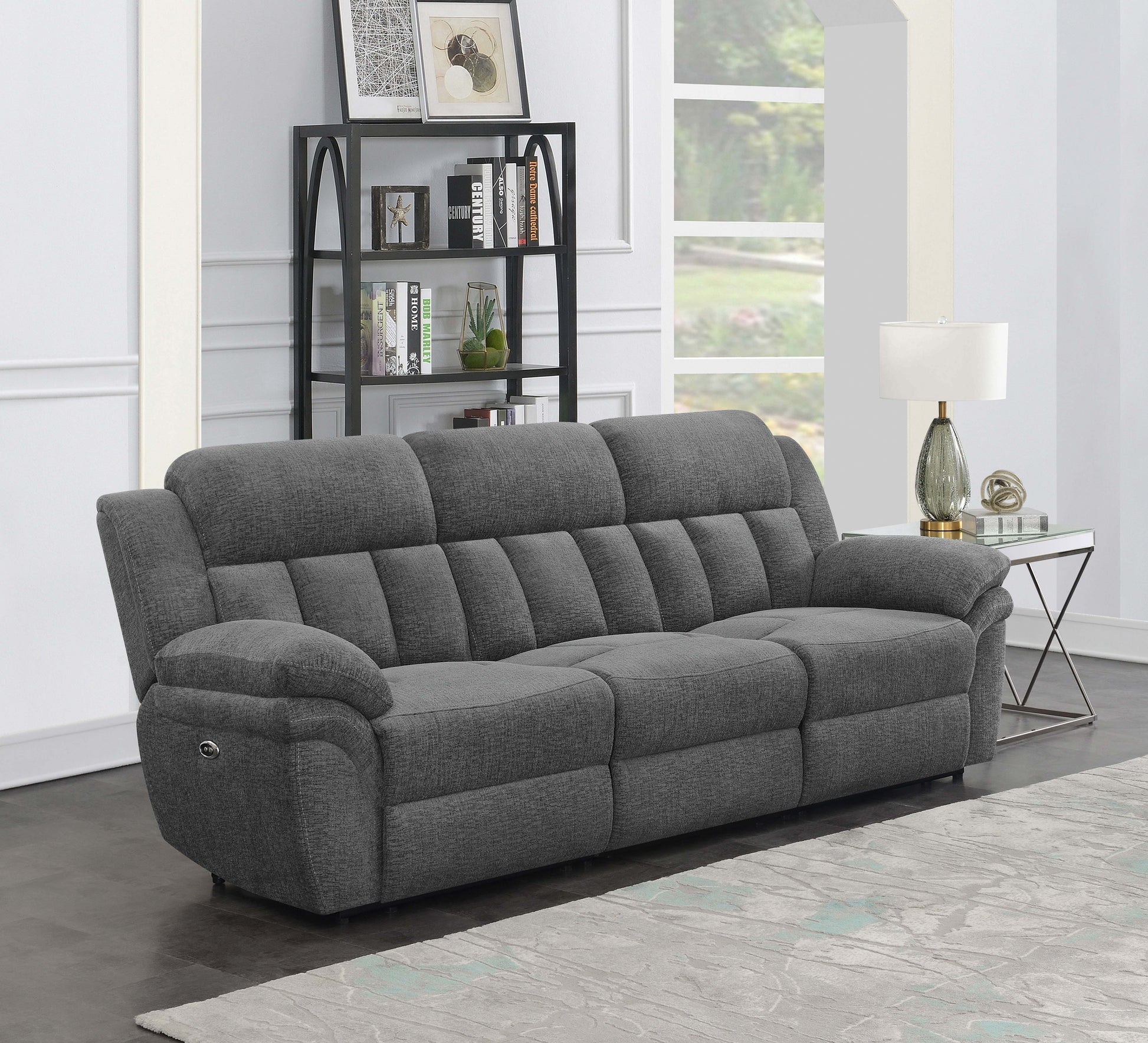 Bahrain Upholstered Power Sofa Charcoal - Discount Furniture Connection