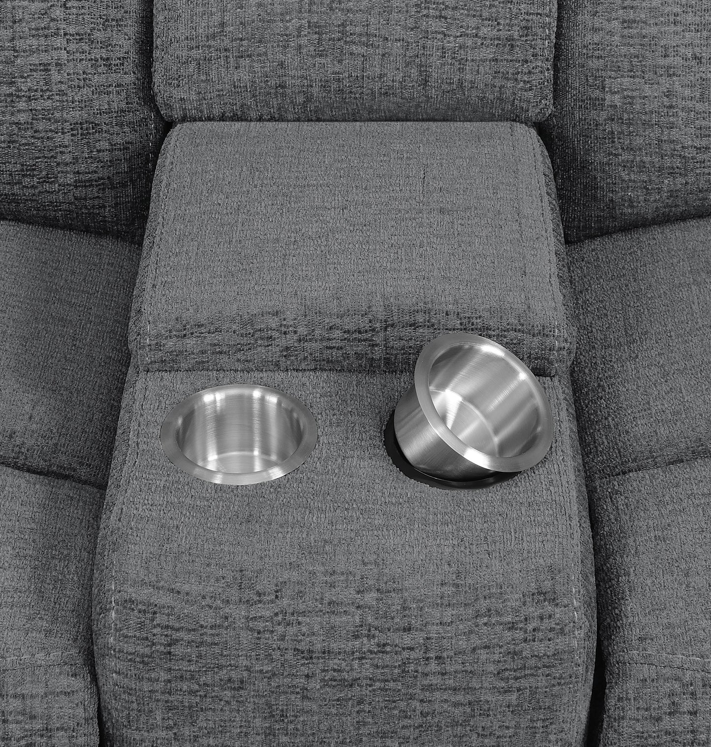 Bahrain Upholstered Motion Loveseat Charcoal - Discount Furniture Connection