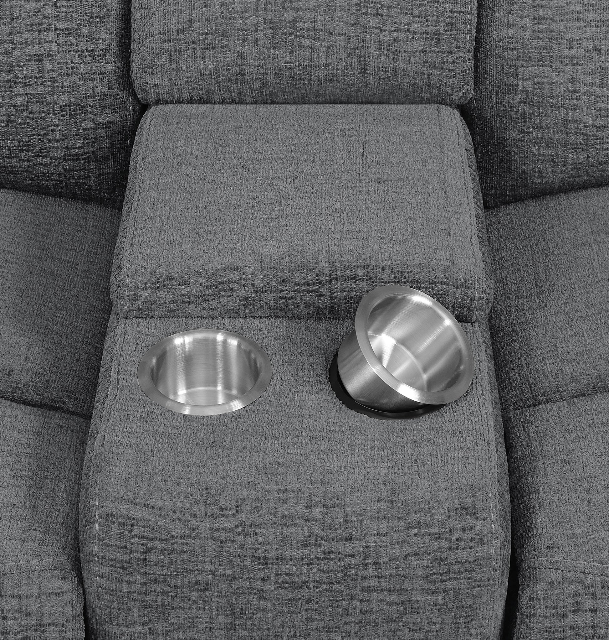 Bahrain Upholstered Motion Loveseat Charcoal - Discount Furniture Connection