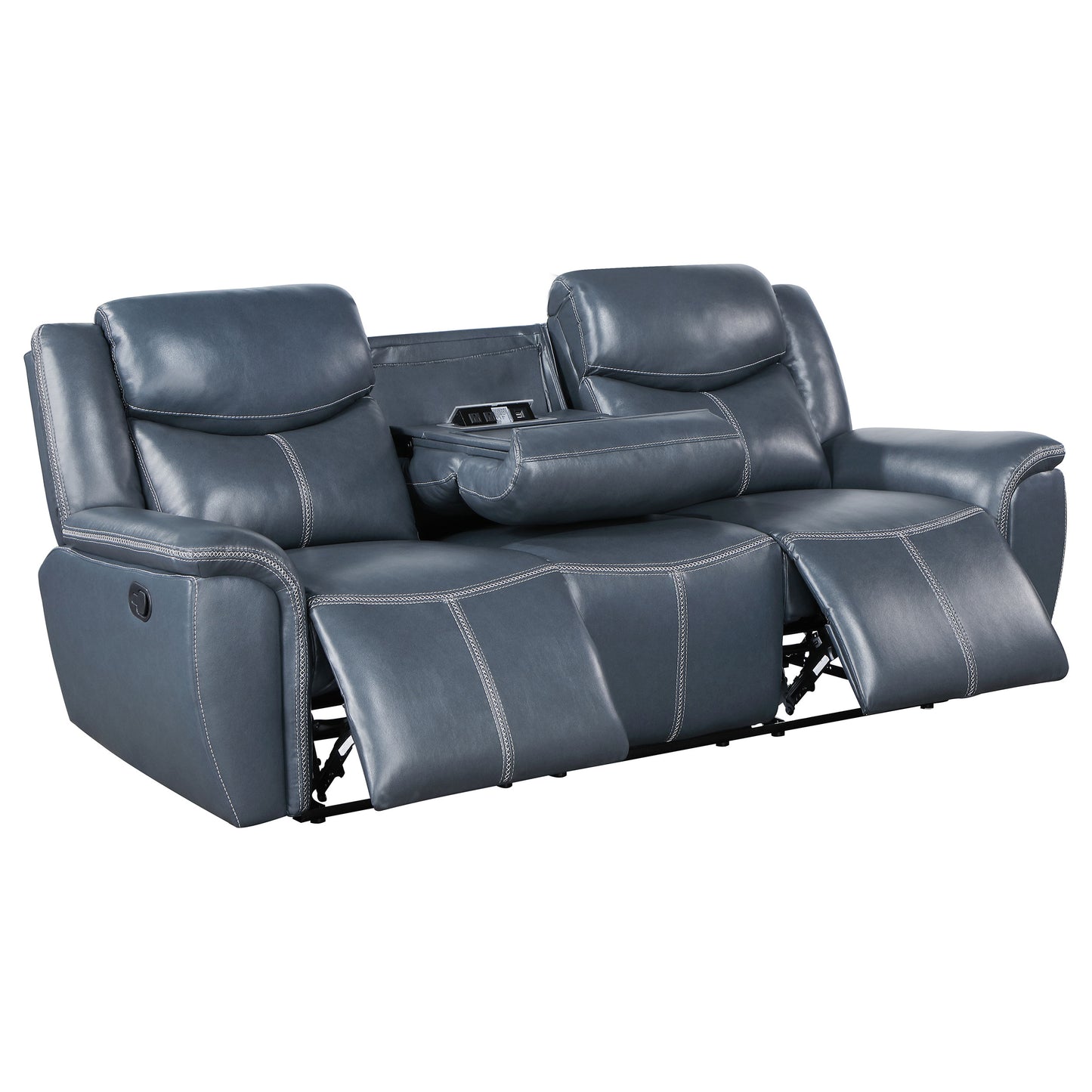 Sloane 3-piece Upholstered Reclining Sofa Set Blue - Discount Furniture Connection