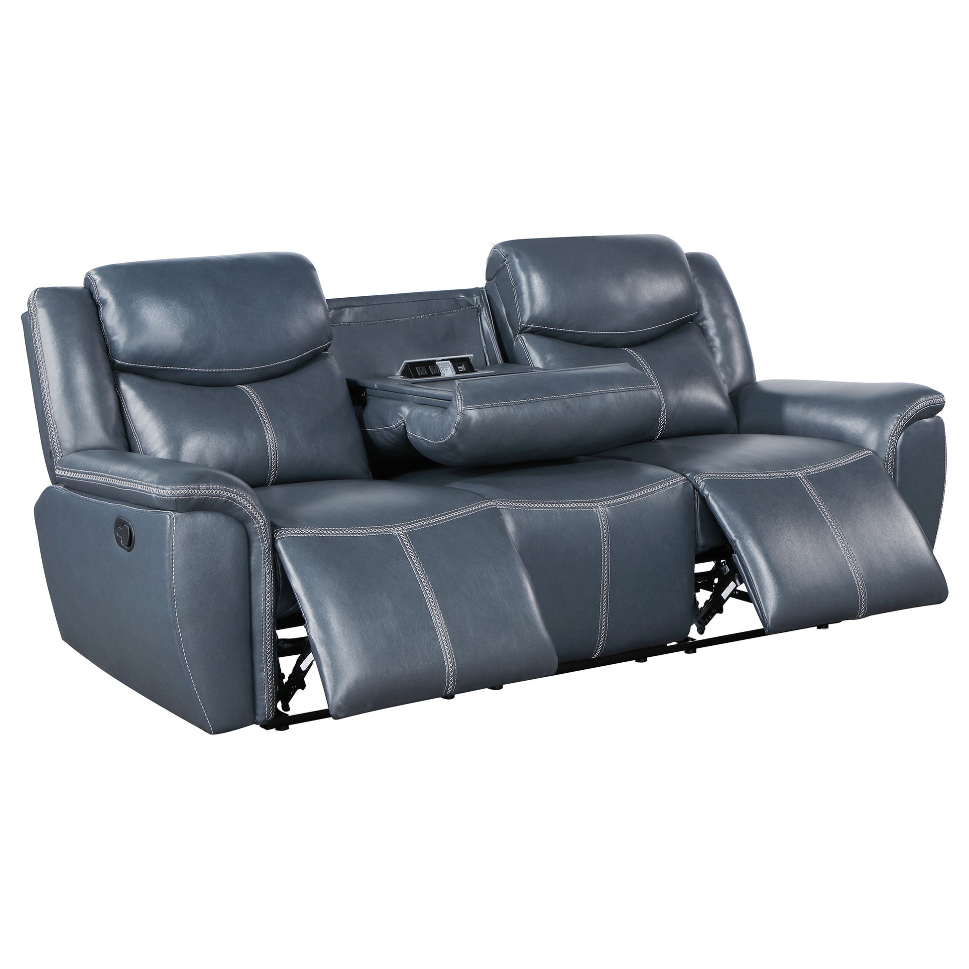 Sloane 3-piece Upholstered Reclining Sofa Set Blue - Discount Furniture Connection
