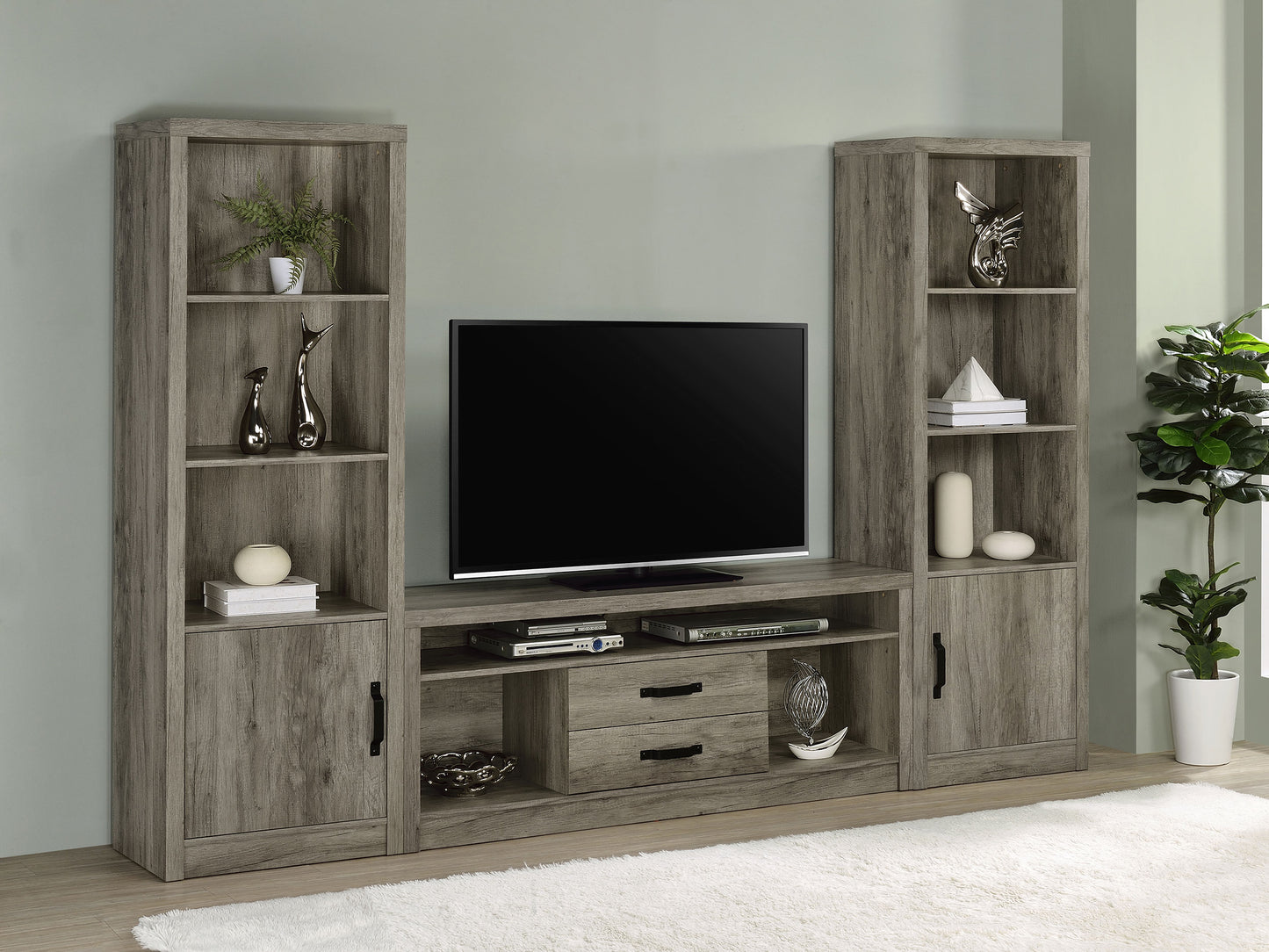 Burke 3-piece 59-inch TV Entertainment Center Grey Driftwood
