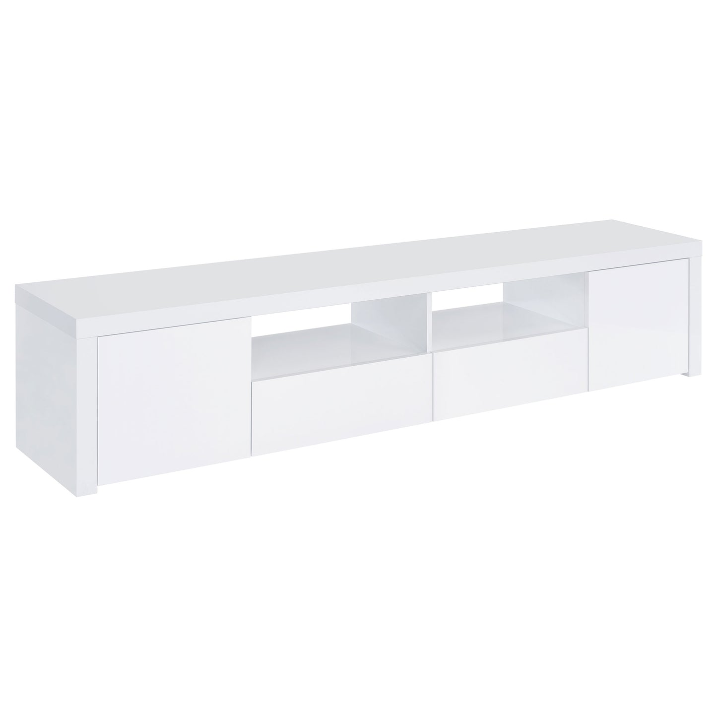 Jude 2-door Engineered Wood 79-inch TV Stand High Gloss White - Discount Furniture Connection