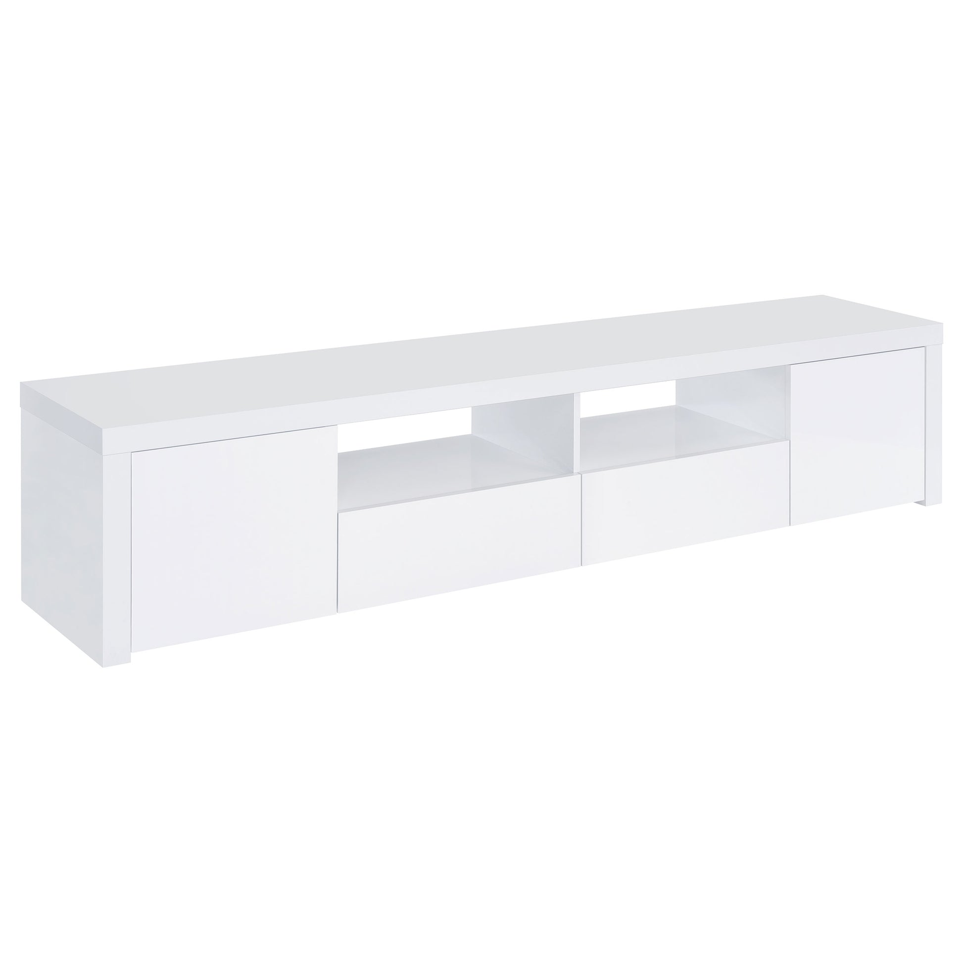 Jude 2-door Engineered Wood 79-inch TV Stand High Gloss White - Discount Furniture Connection