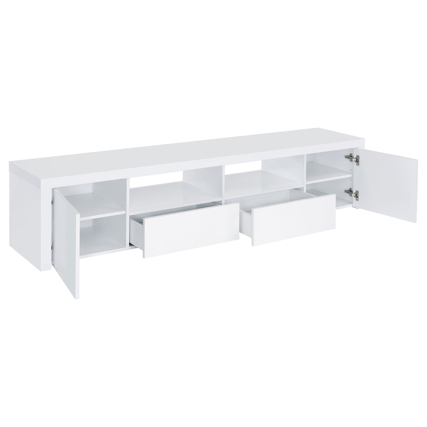 Jude 2-door Engineered Wood 79-inch TV Stand High Gloss White - Discount Furniture Connection