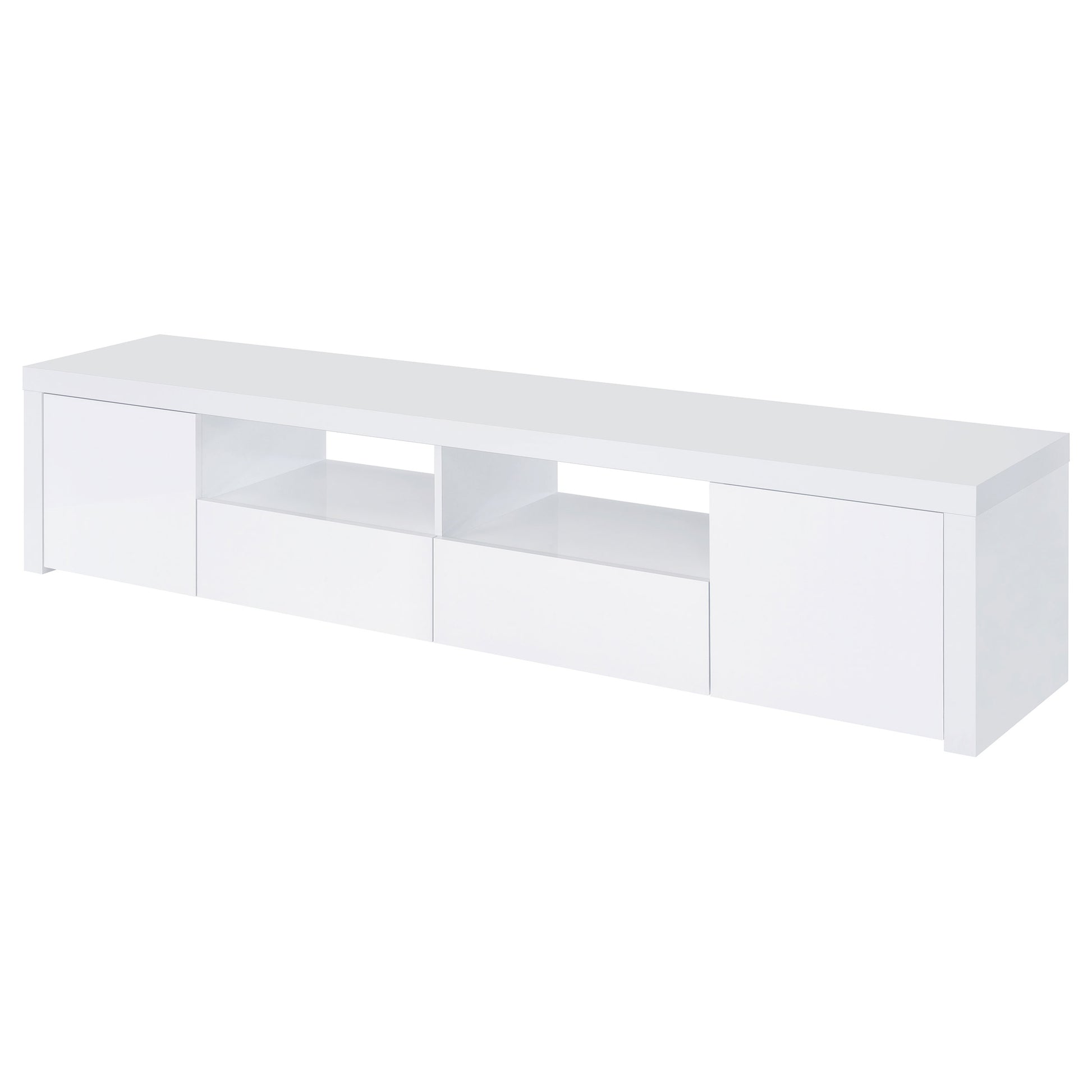 Jude 2-door Engineered Wood 79-inch TV Stand High Gloss White - Discount Furniture Connection