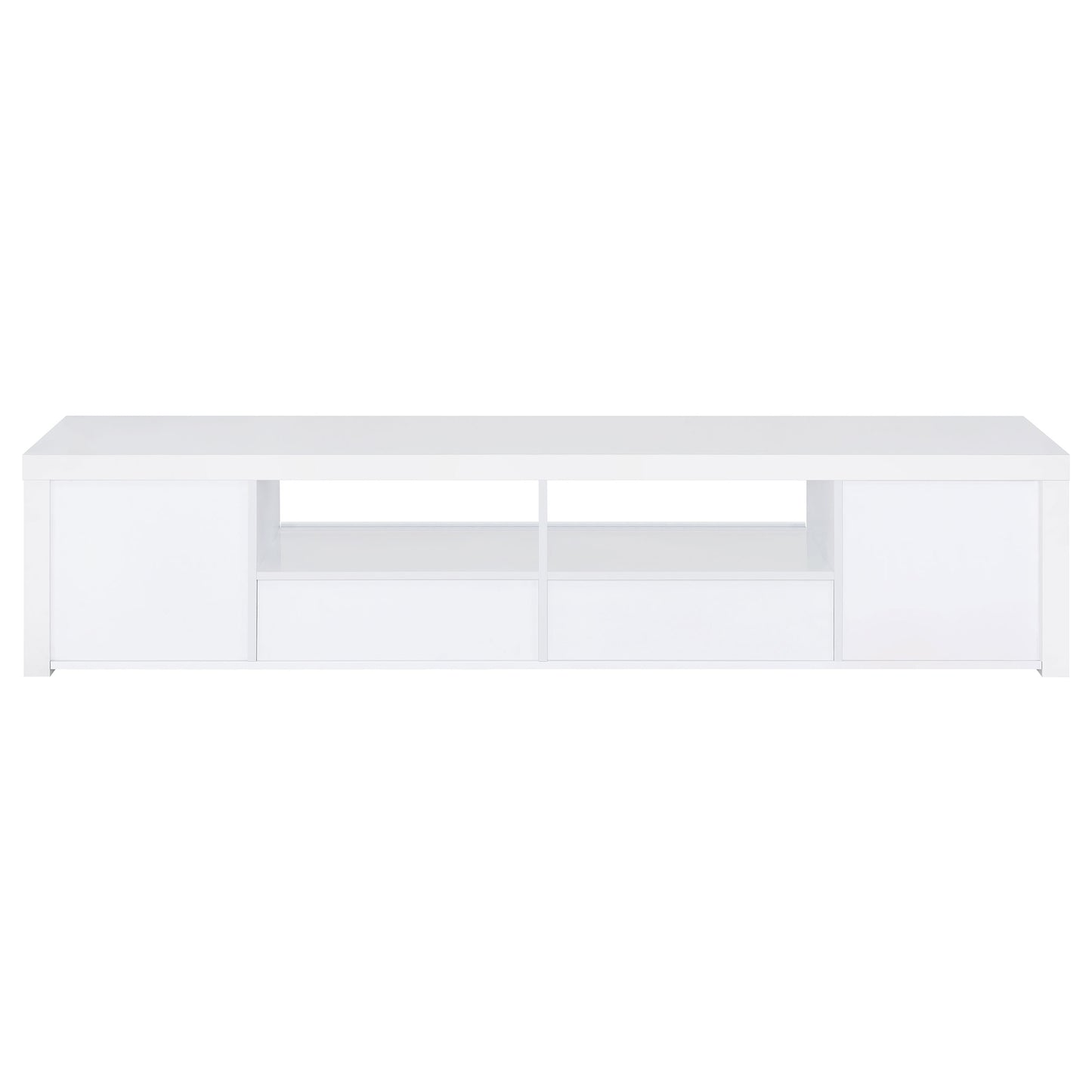 Jude 2-door Engineered Wood 79-inch TV Stand High Gloss White - Discount Furniture Connection