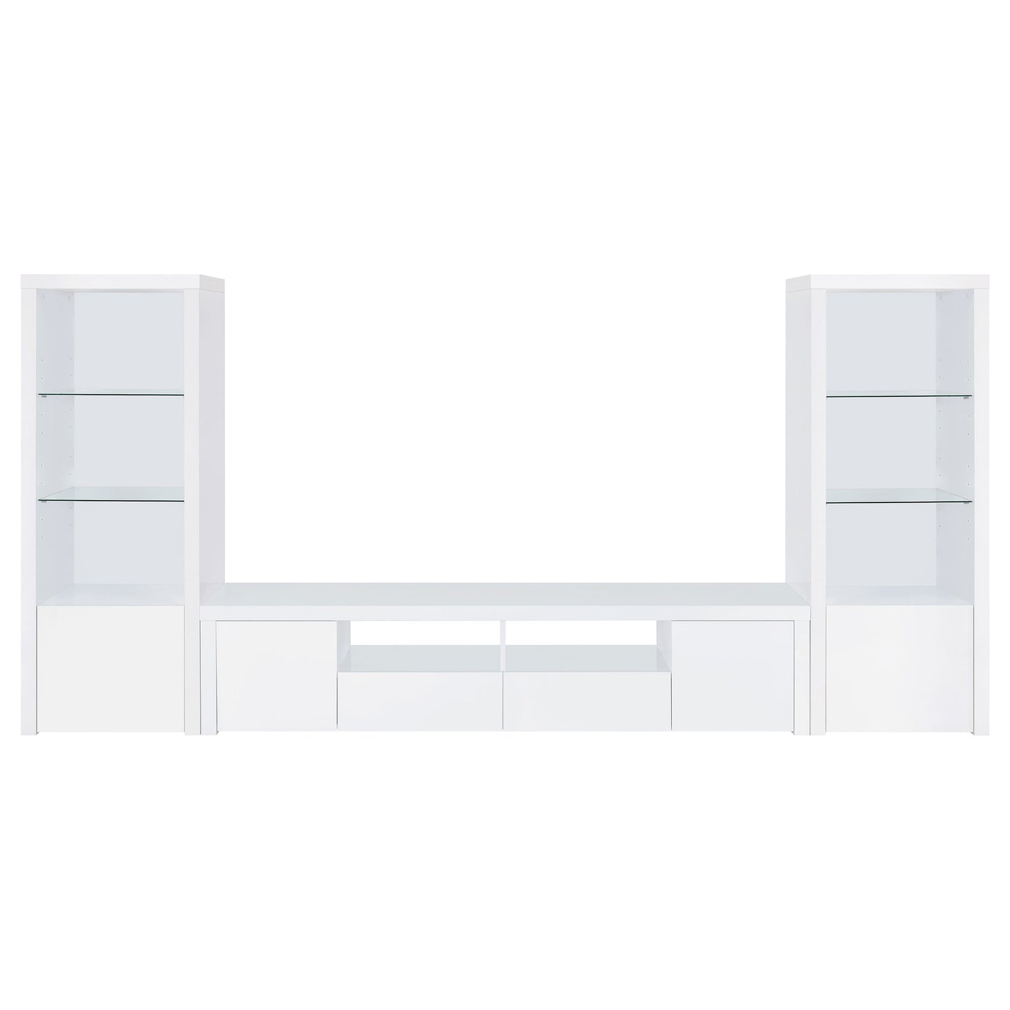 Jude 2-door Engineered Wood 79-inch TV Stand High Gloss White - Discount Furniture Connection