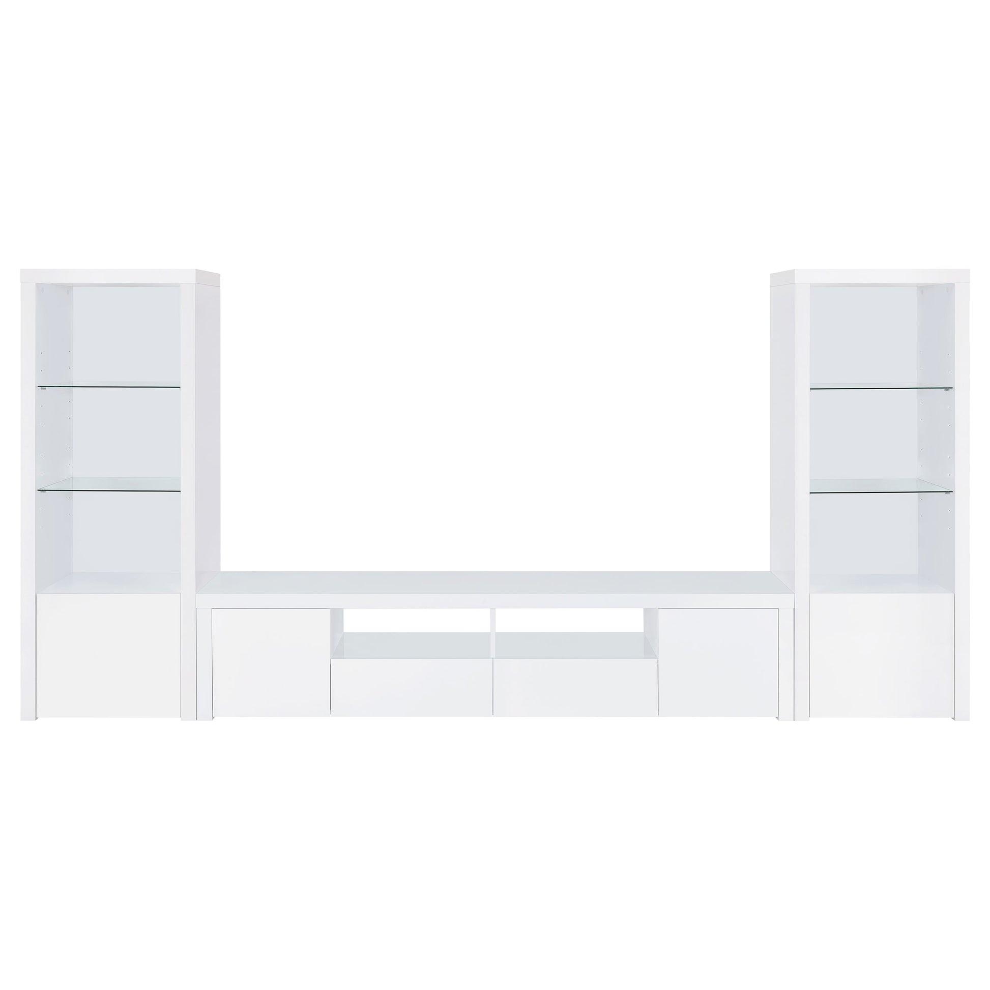 Jude 2-door Engineered Wood 79-inch TV Stand High Gloss White - Discount Furniture Connection