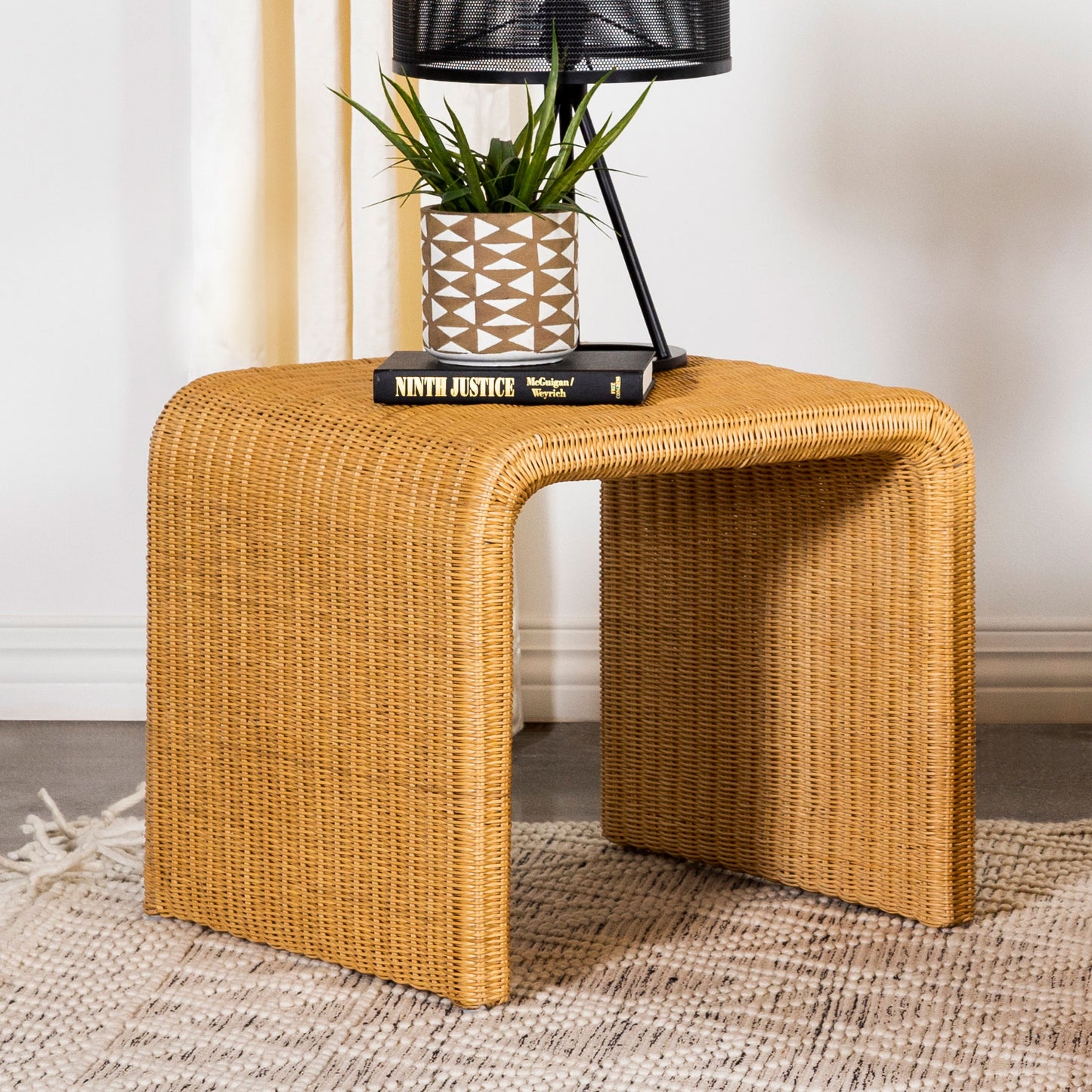 Cahya Square Woven Rattan End Table Natural - Discount Furniture Connection
