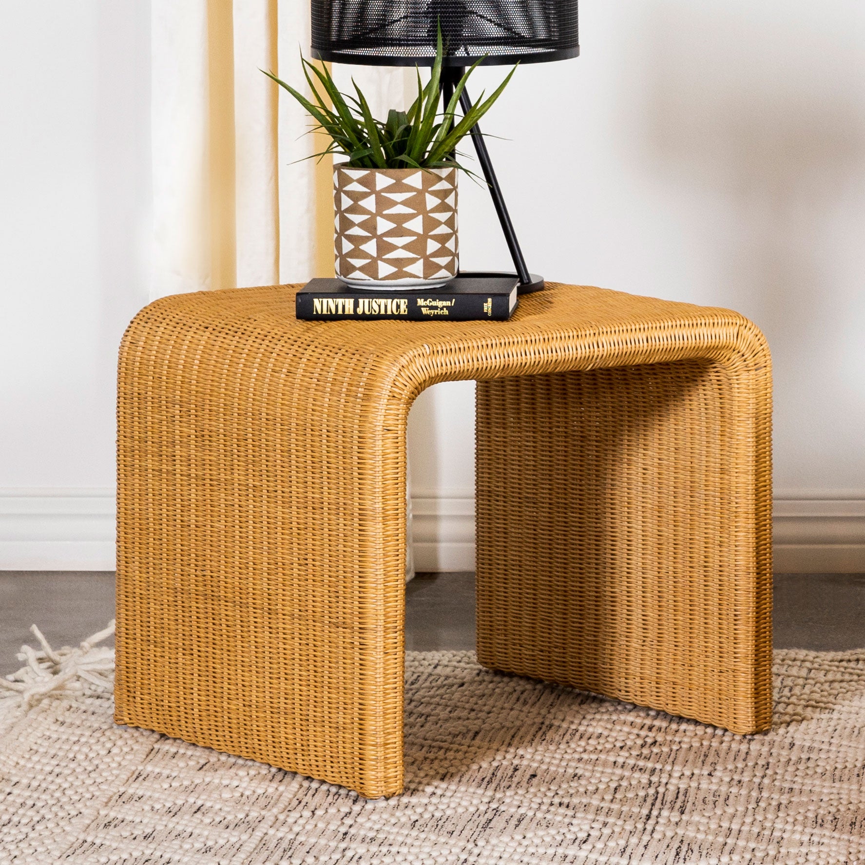 Cahya Square Woven Rattan End Table Natural - Discount Furniture Connection