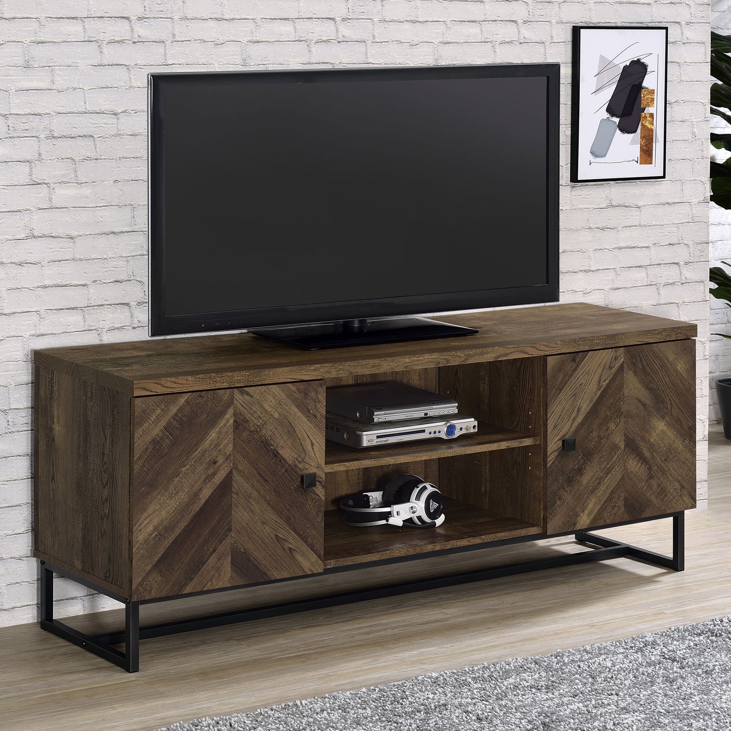 Myles 2-door Engineered Wood 60-inch TV Stand Rustic Oak - Discount Furniture Connection